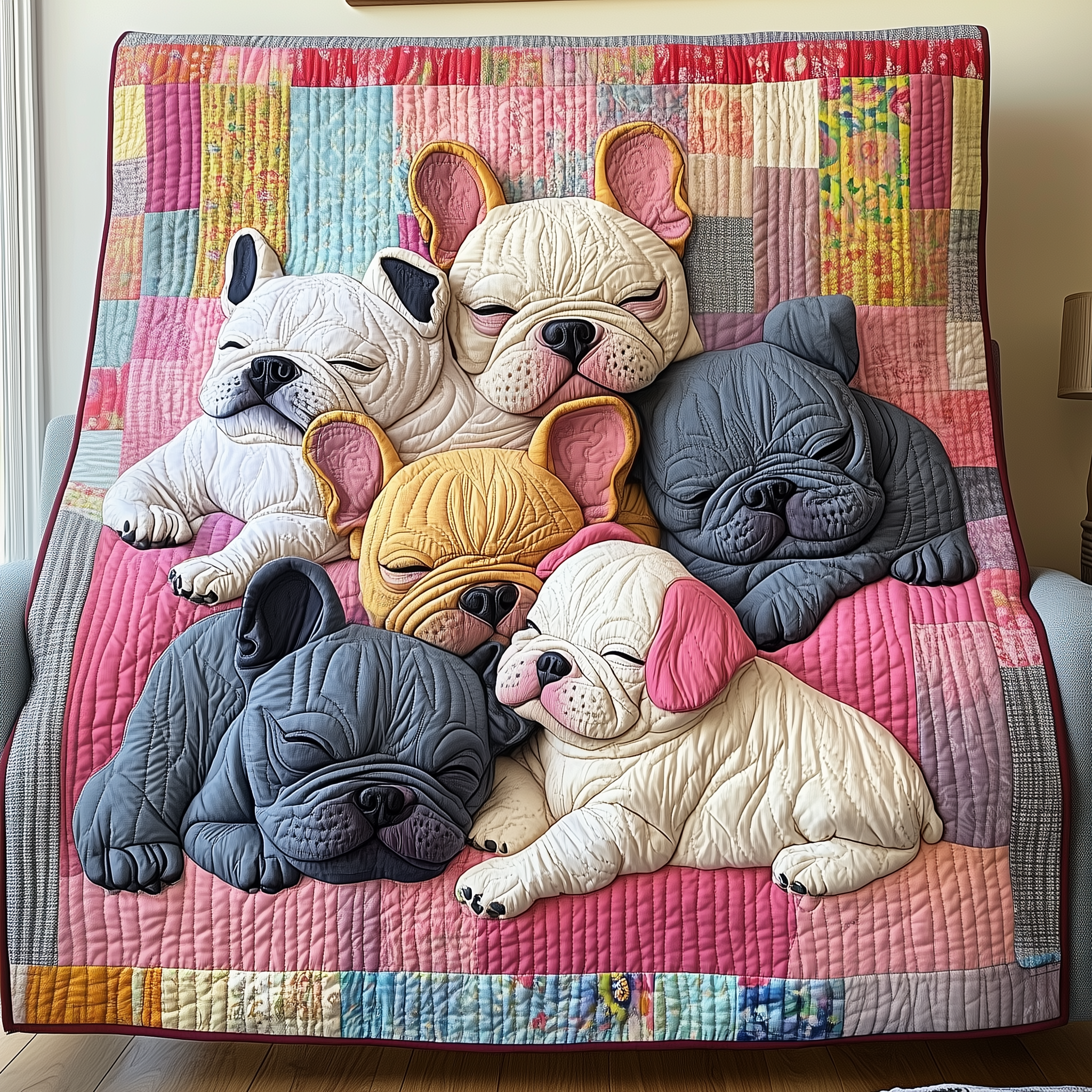 Adorable Sleepy French Bulldogs Quilted Blanket GFTOTP2459