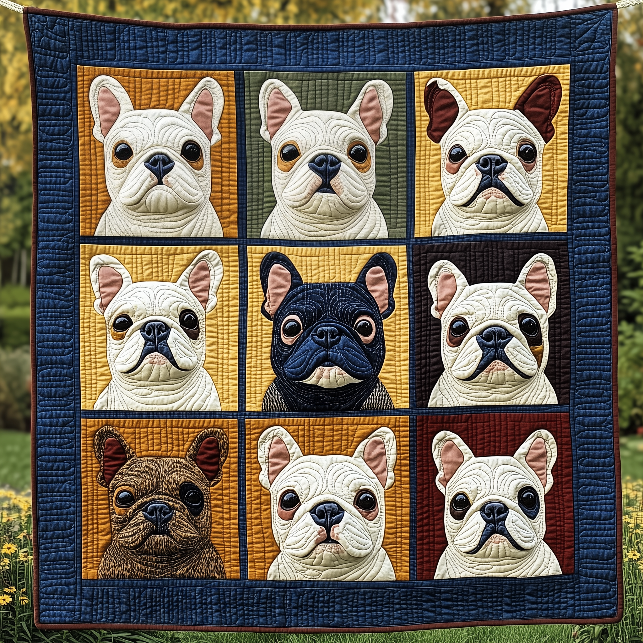 Playful French Bulldog Quilted Blanket GFTOTP2611