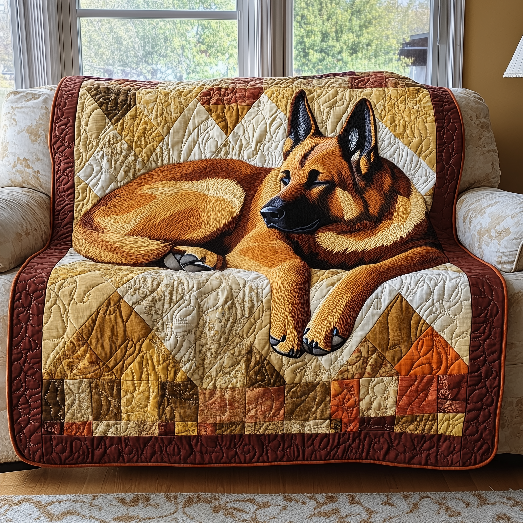 Sleepy German Shepherd Quilted Blanket GFTOTP2647