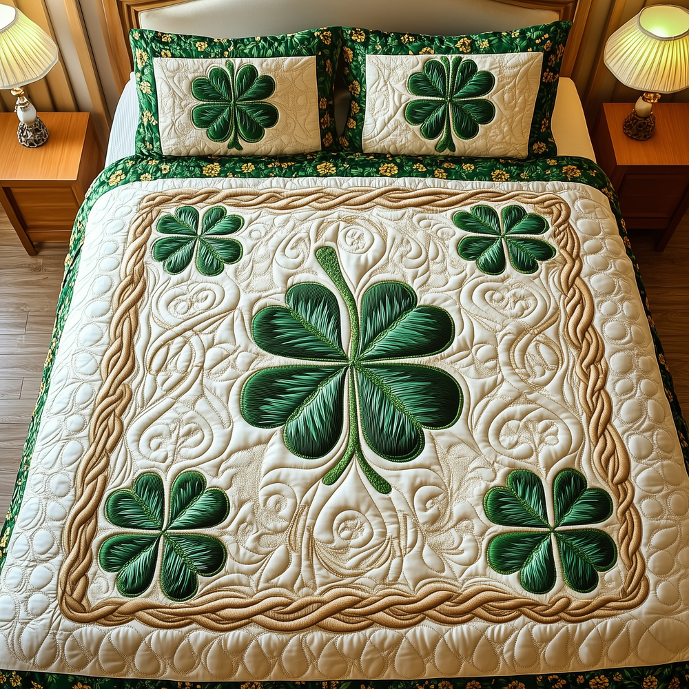 Irish Shamrock 3-Piece Quilted Bedding Set GFTOTP2793