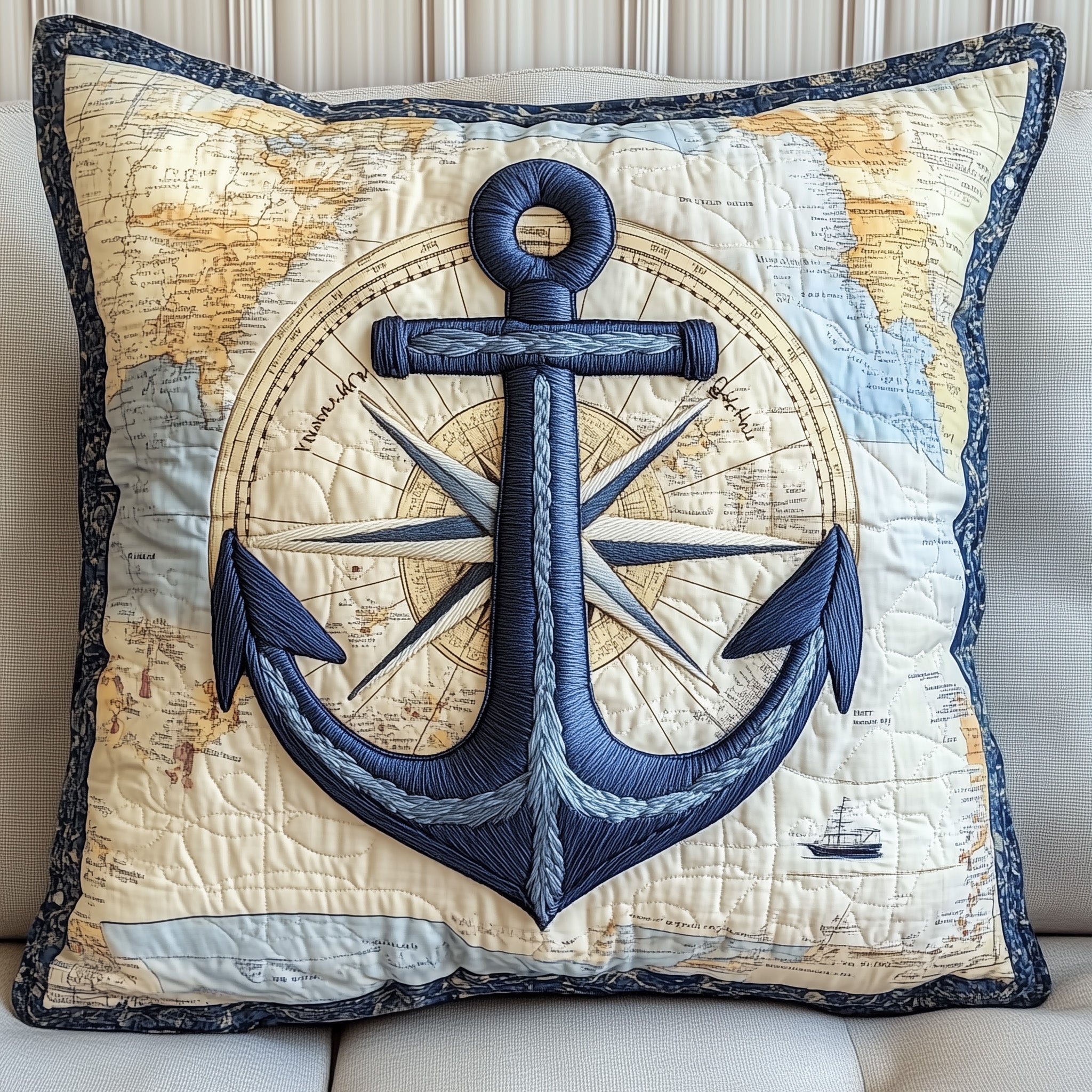 Nautical Anchor Quilted Pillow Case GFTOTP4456