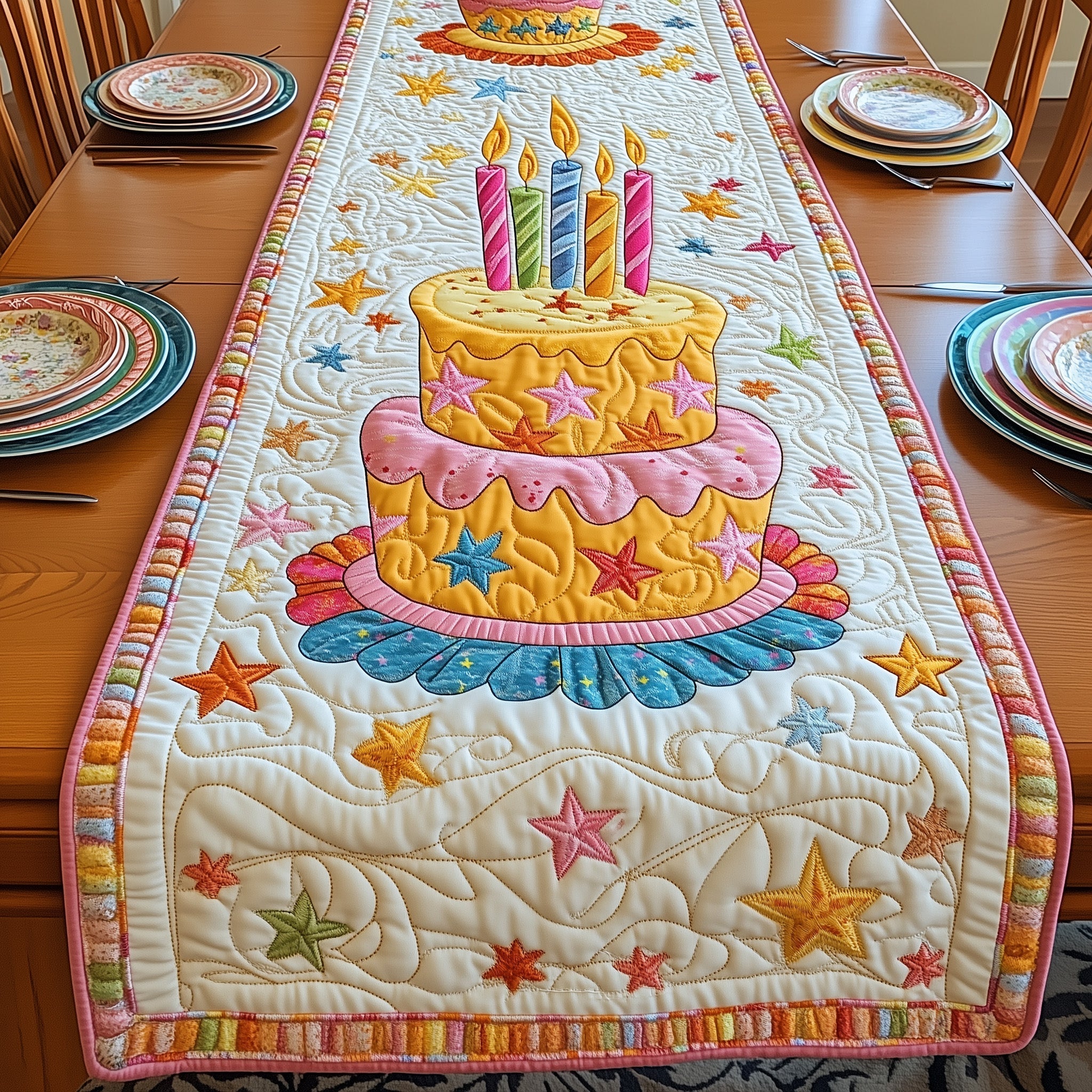 Sweet Birthday Bliss Quilted Table Runner GFTOTP4989