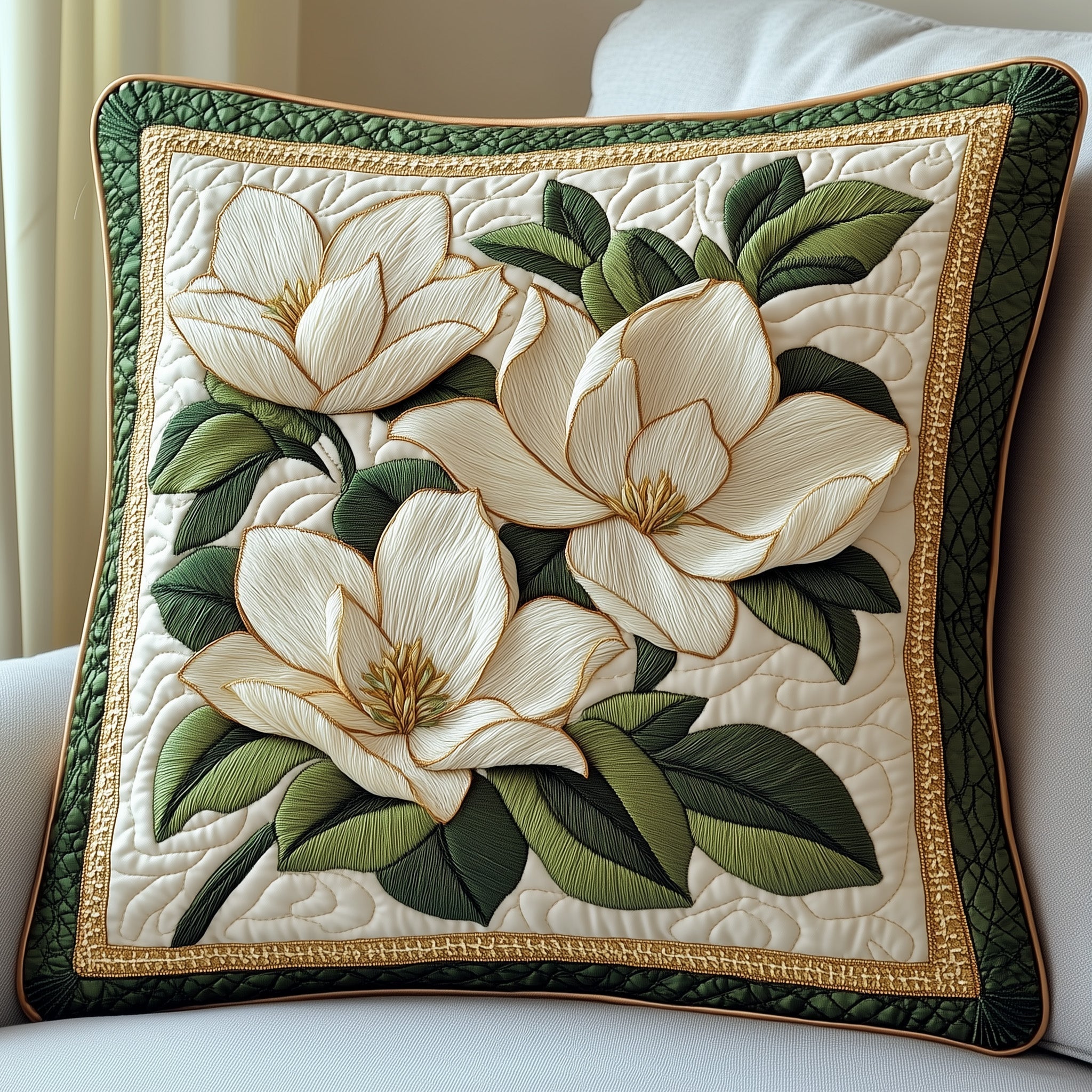 Elegant Magnolia Quilted Pillow Case GFTOTP5991