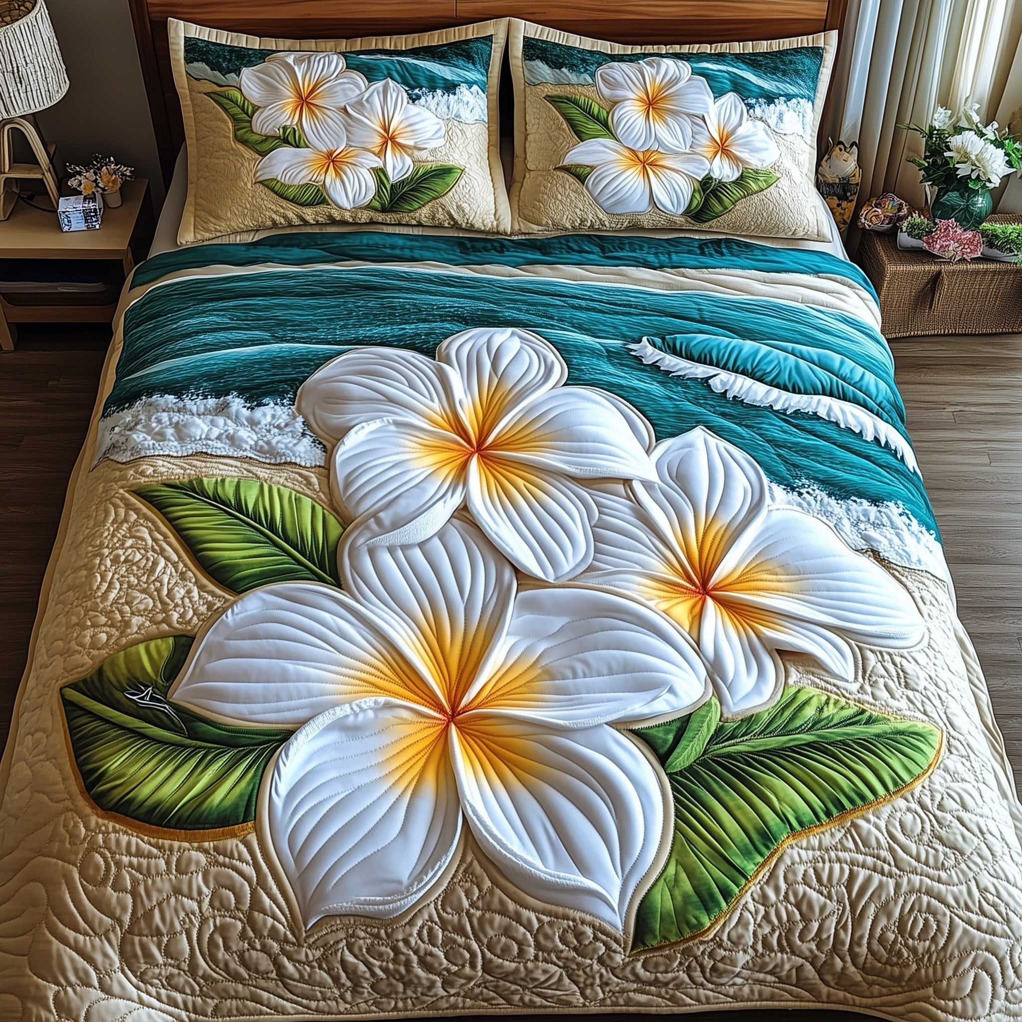 Island Plumera Paradise 3-Piece Quilted Bedding Set GFTOTP6272