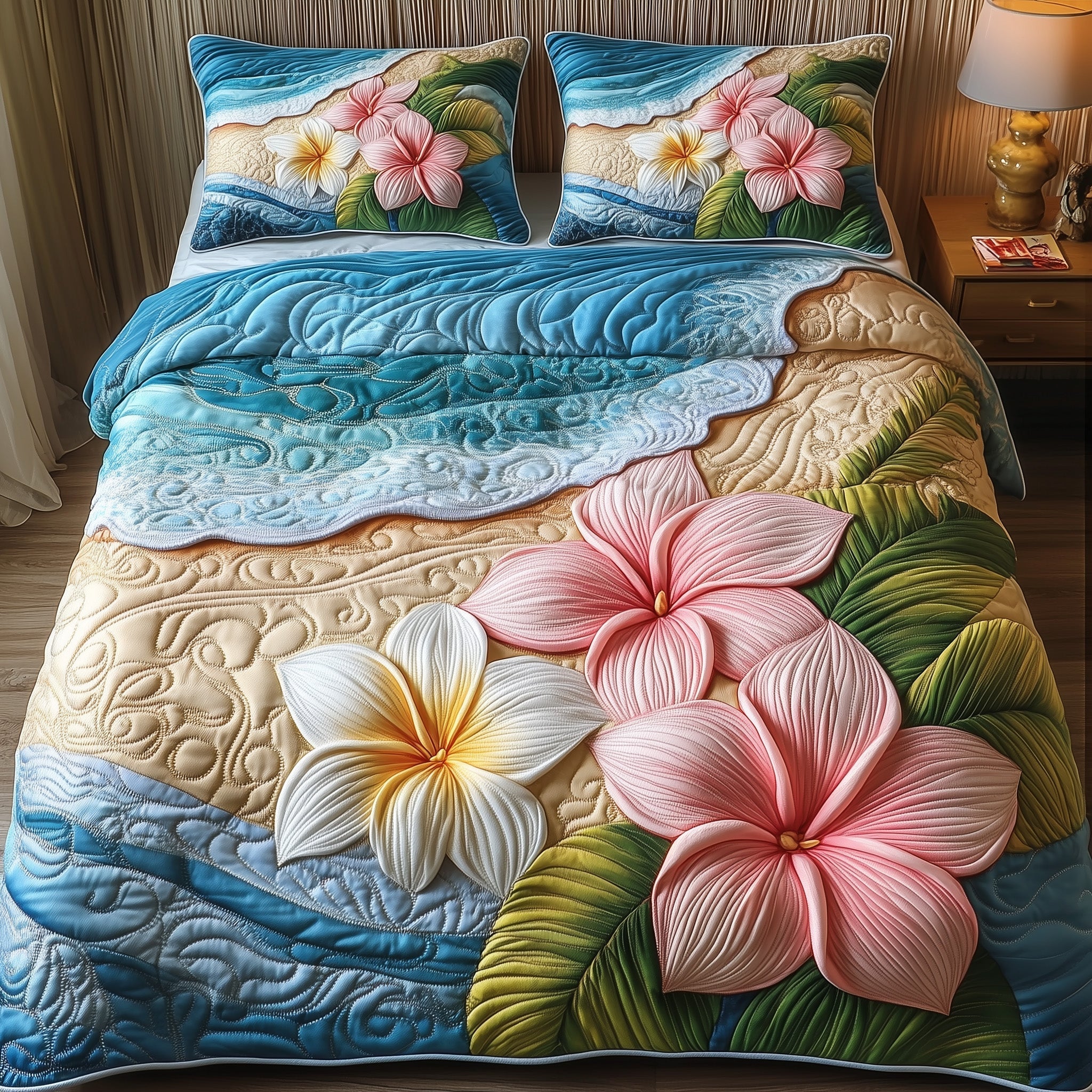 Island Plumera Paradise 3-Piece Quilted Bedding Set GFTOTP6276