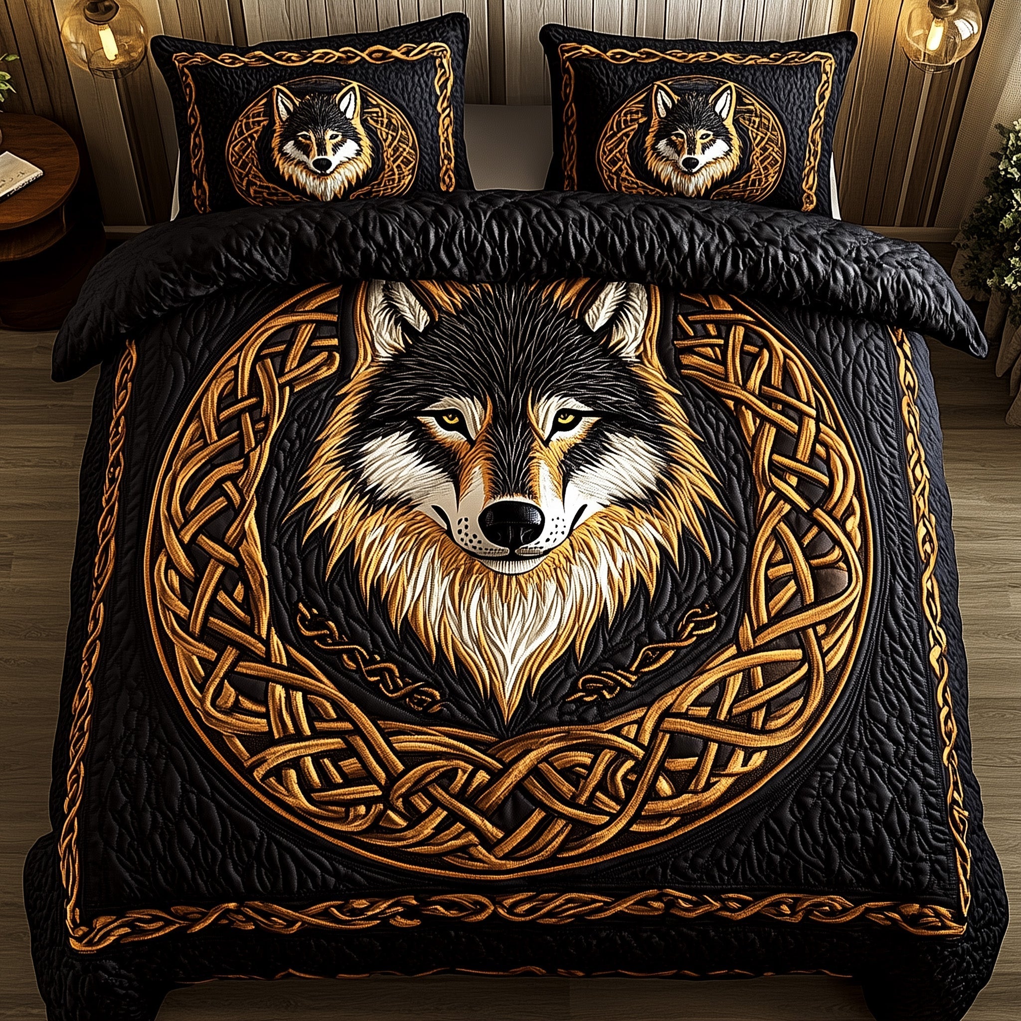 Nordic Wolf Spirit 3-Piece Quilted Bedding Set GFTOTP6588