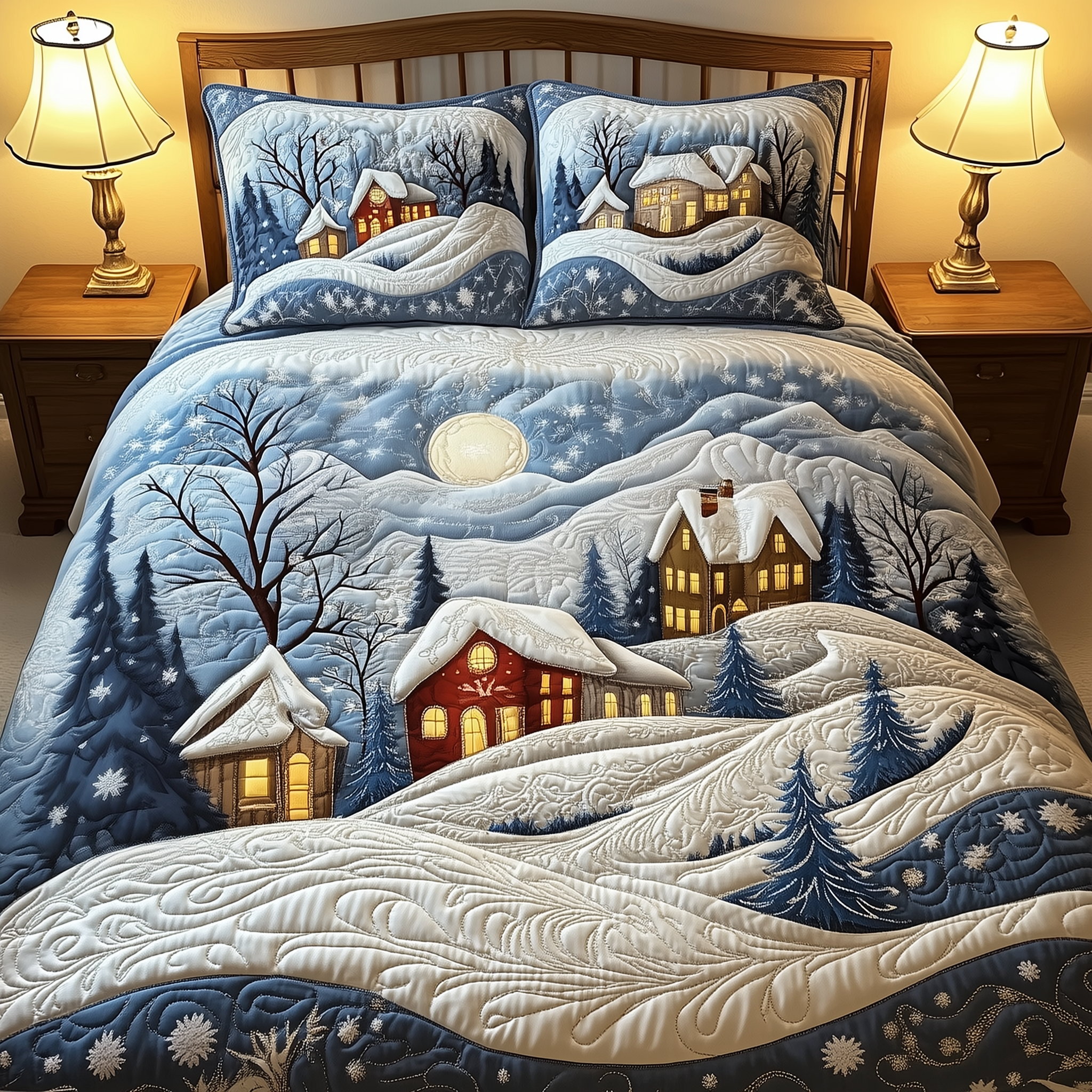 Christmas Village 3-Piece Quilted Bedding Set GFTOTP738