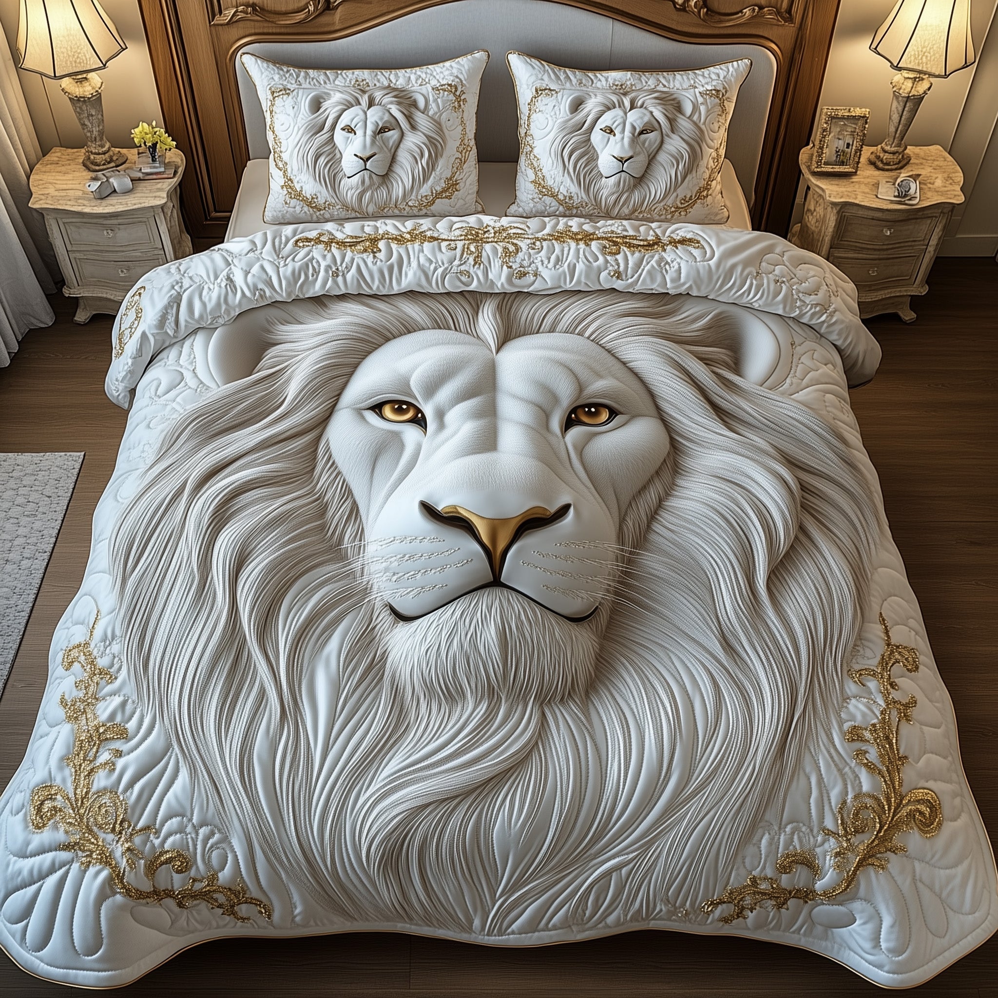 Majestic Lion 3-Piece Quilted Bedding Set GFTOTP8449