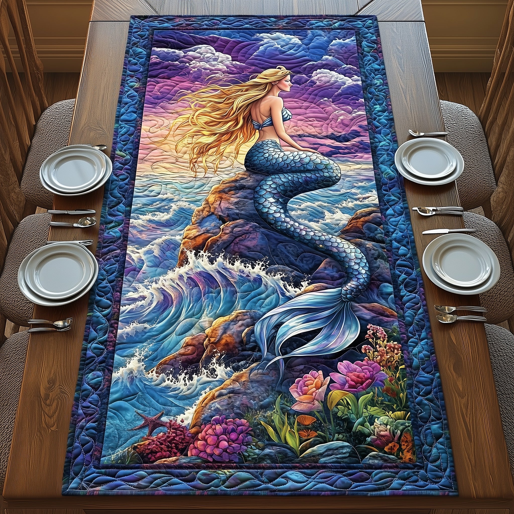 Enchanted Mermaid Quilted Table Runner GFTOTP8491