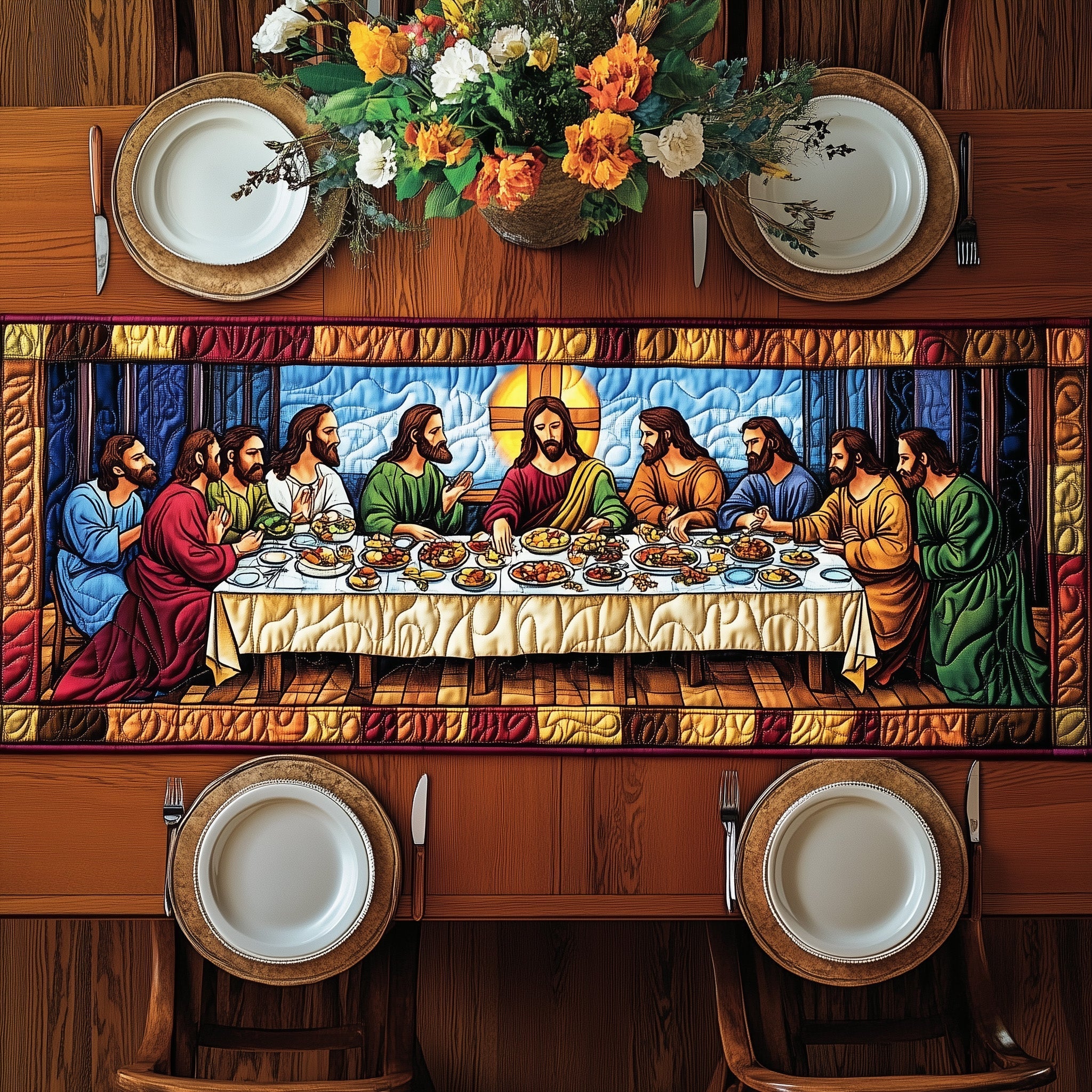 Sacred Supper Quilted Table Runner GFTOTP8606