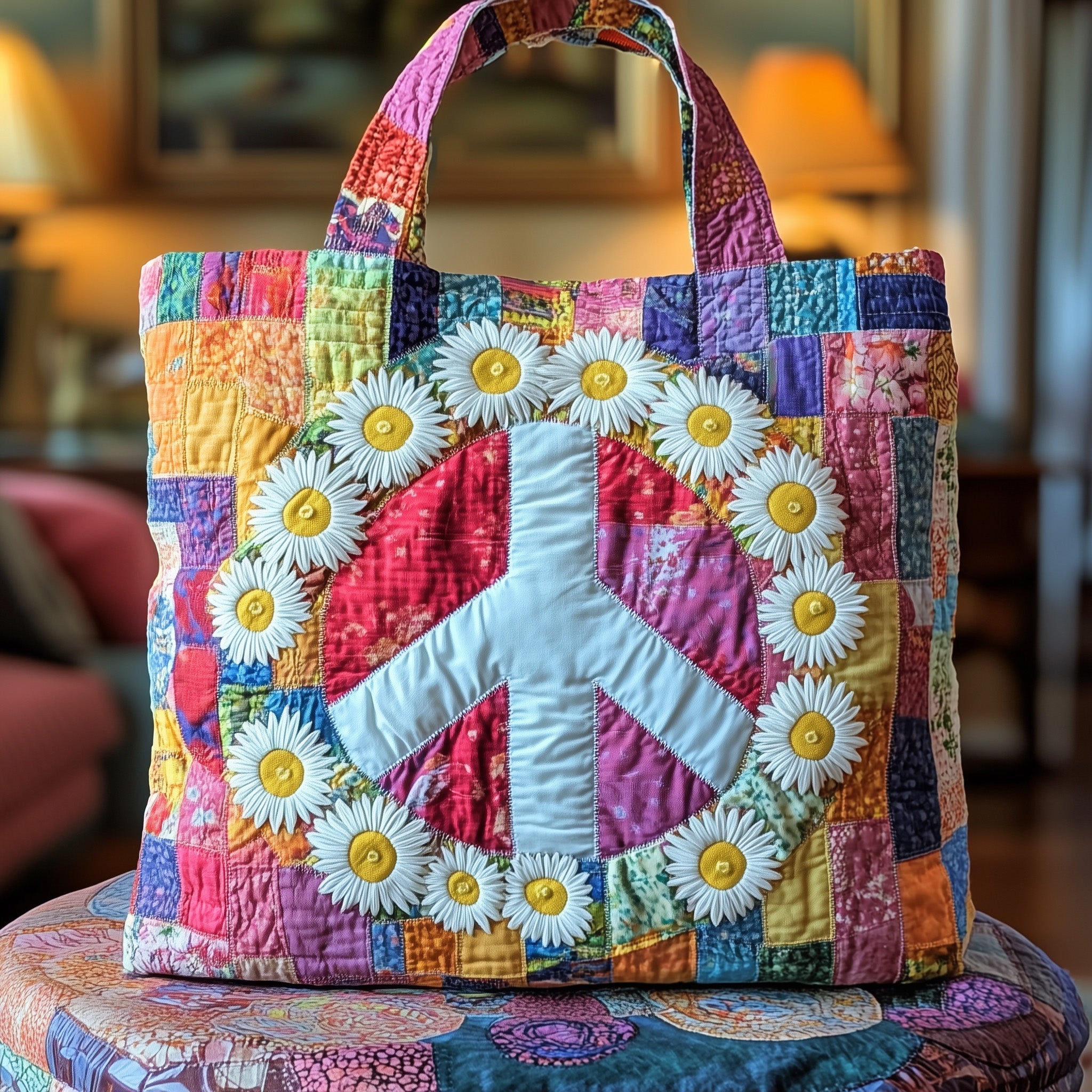 Groovy Daisy Quilted Tote Bag GFTOTP8770