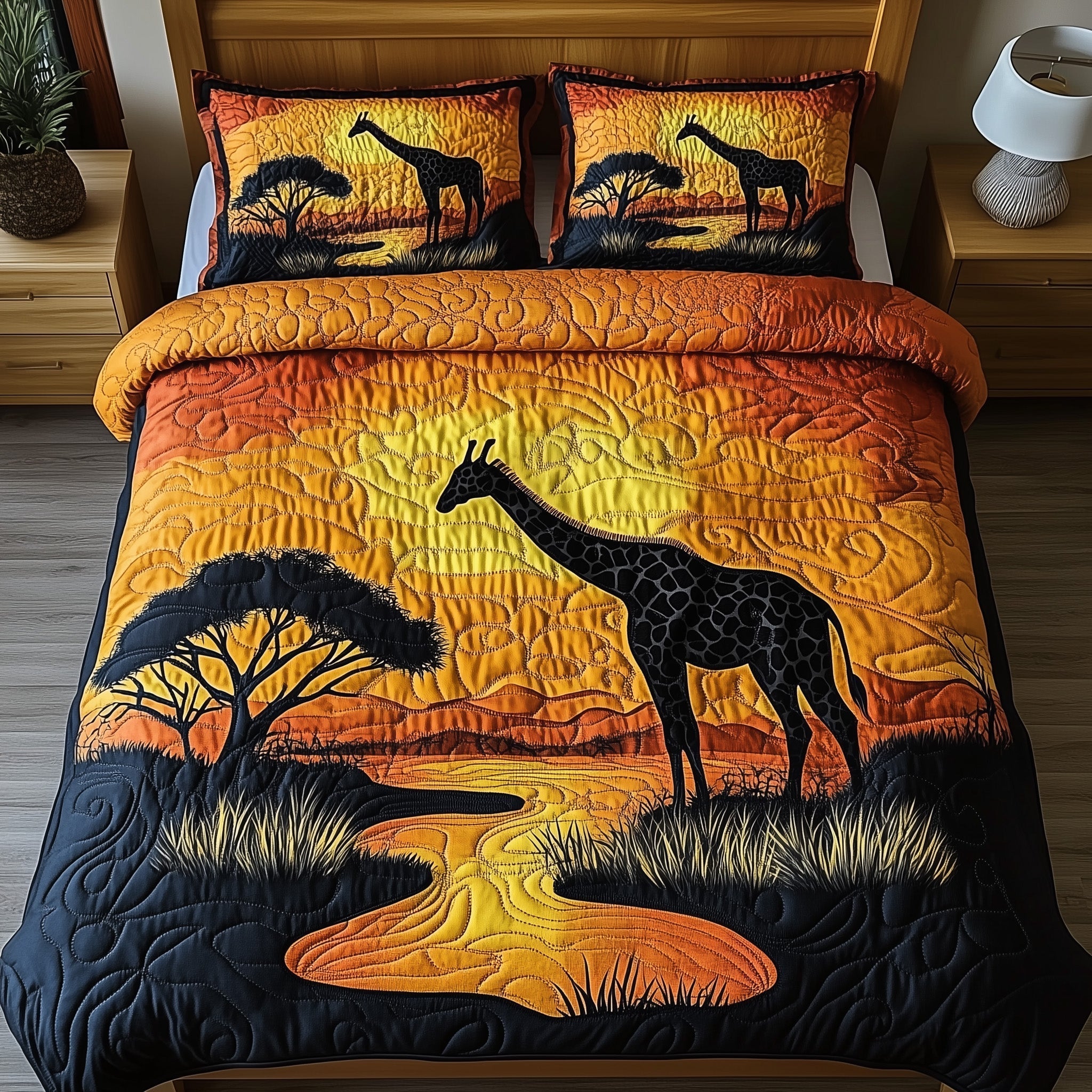 Golden Savanna Dreams 3-Piece Quilted Bedding Set GFTOTP8786