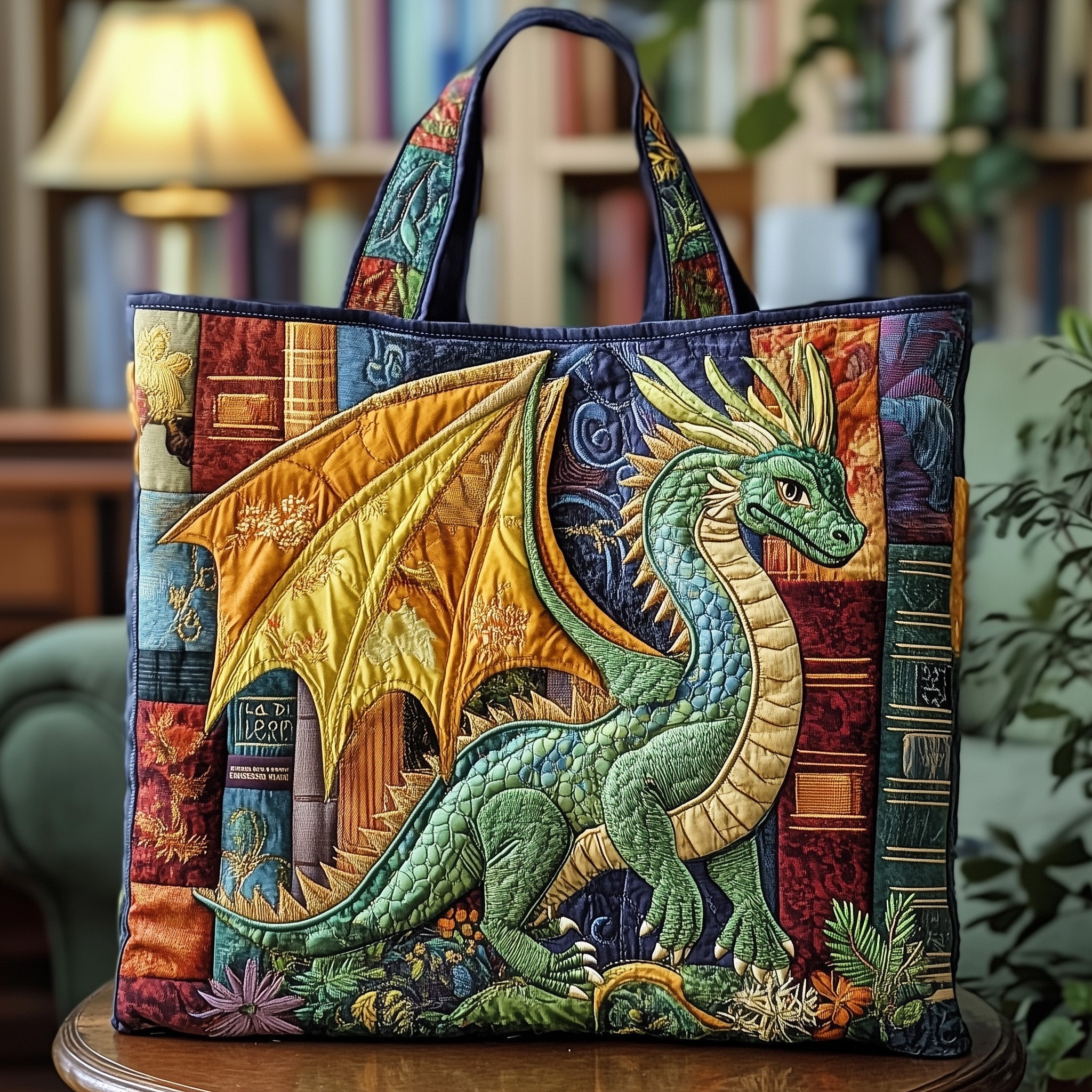 Literary Dragon Quilted Tote Bag GFTOTP8979