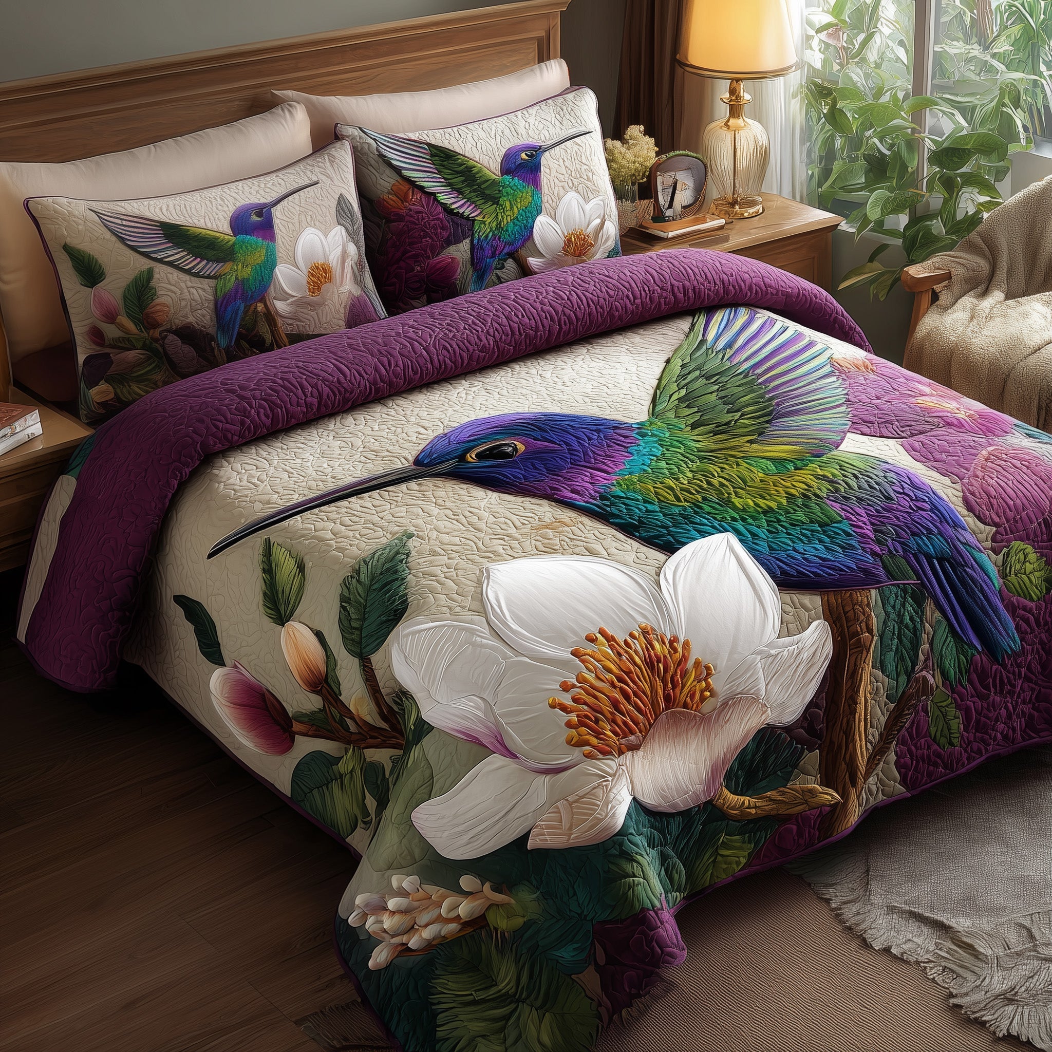 Magnolia Whispers 3-Piece Quilted Bedding Set GFTOTP9293