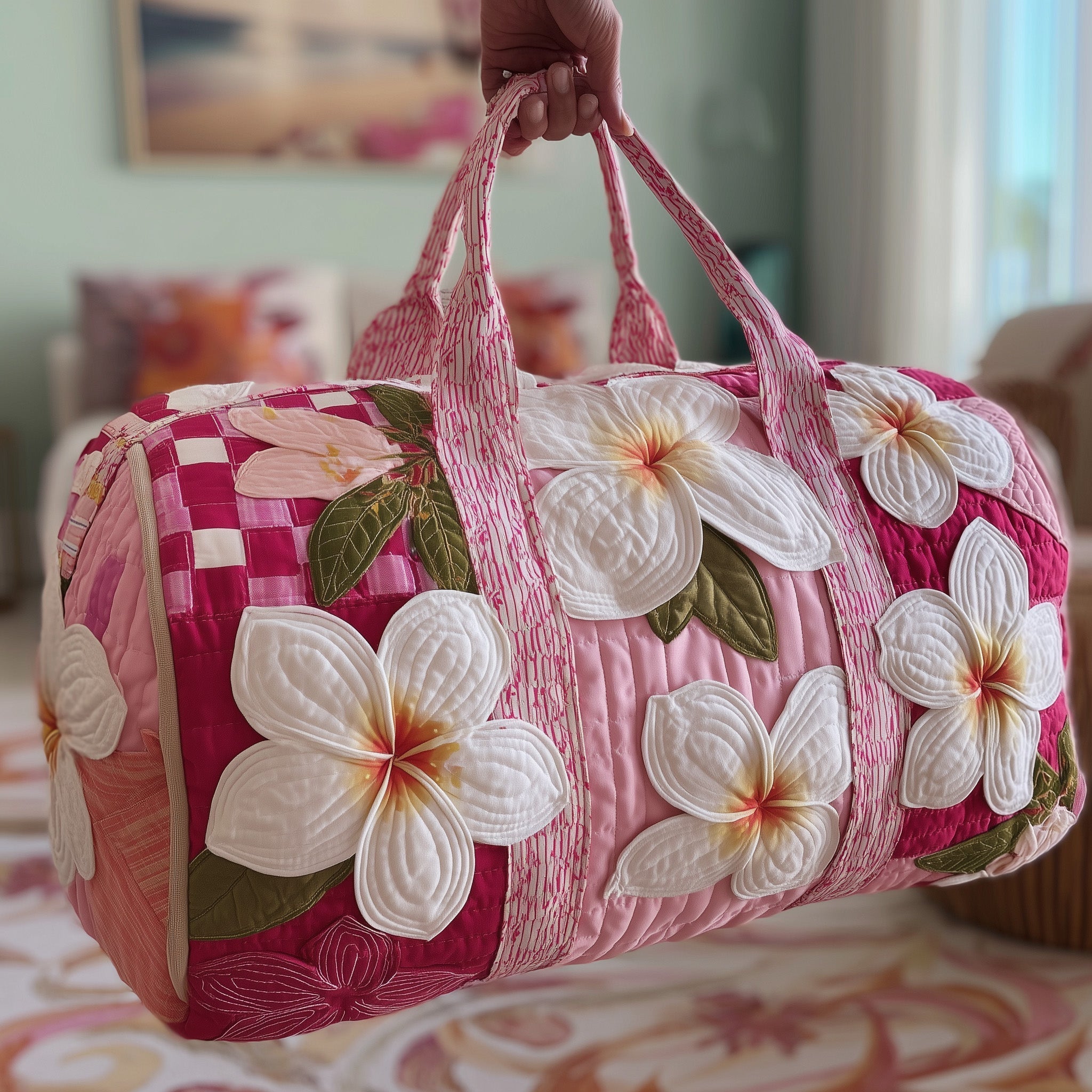 Summertime Plumeria Quilted Duffle Bag GFTOTP9568