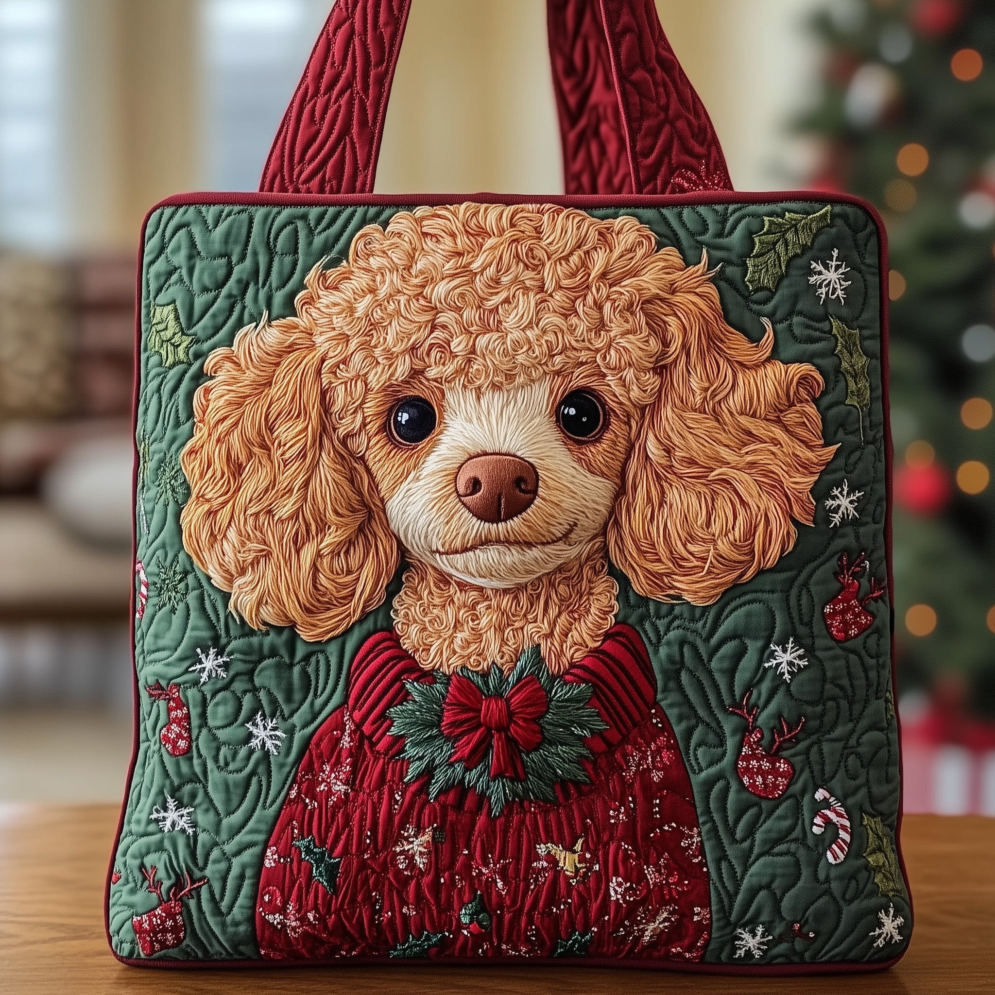Christmas Poodle Quilted Tote Bag GFTOXM245