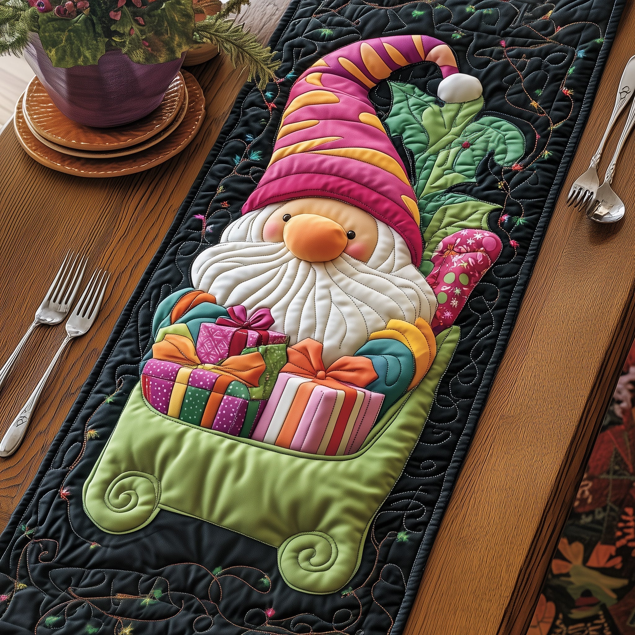 Christmas Gnome Quilted Table Runner GFTOXM364