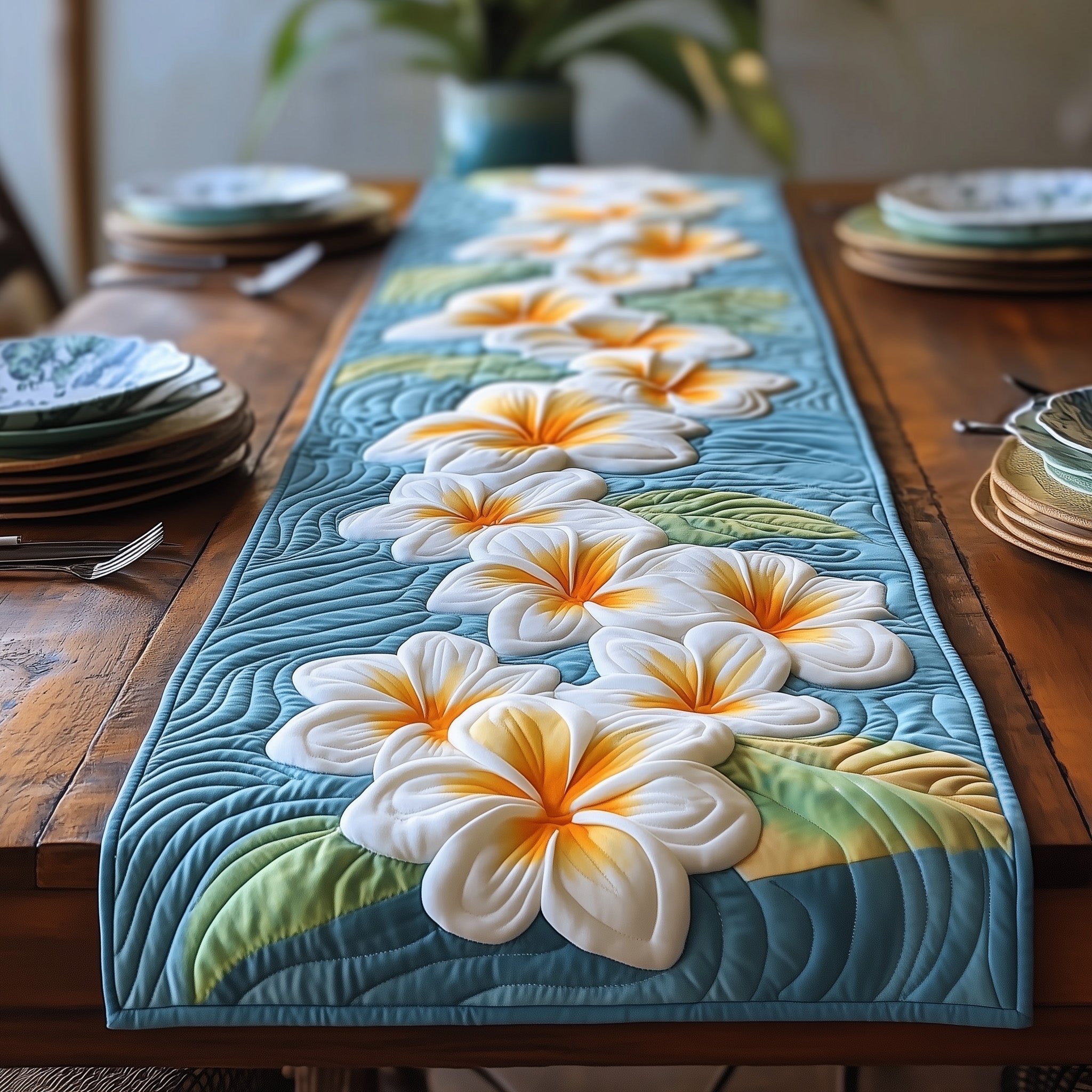Plumeria Quilted Table Runner GFTOXM430