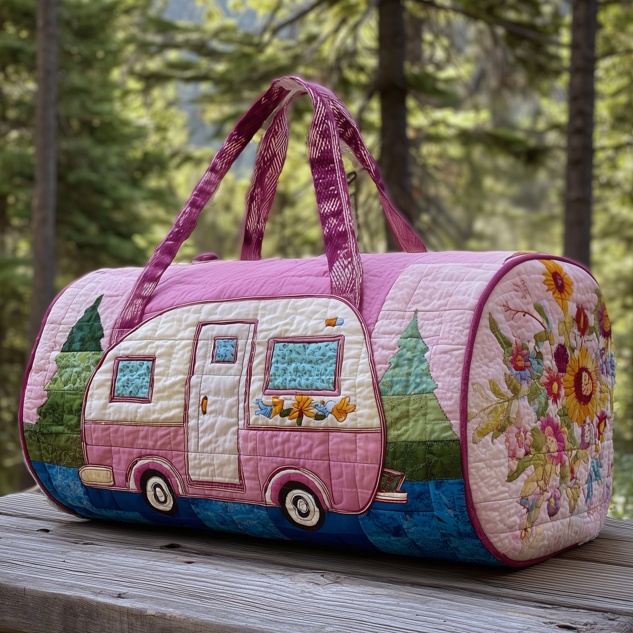 Pink Camping Trailer Quilted Duffle Bag GFTOYC100