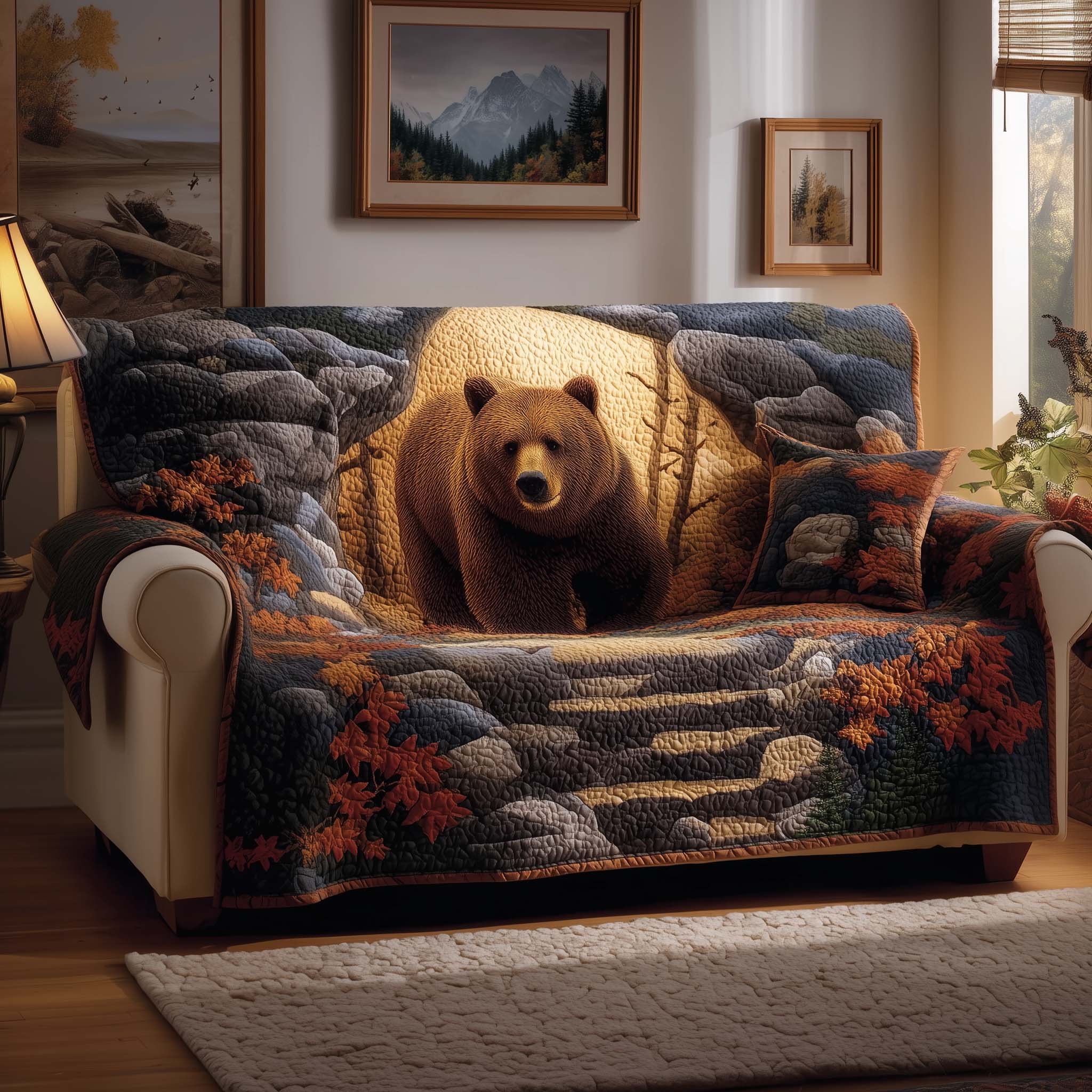 Bear Forest Quilted Sofa Cover GFTOYC1585