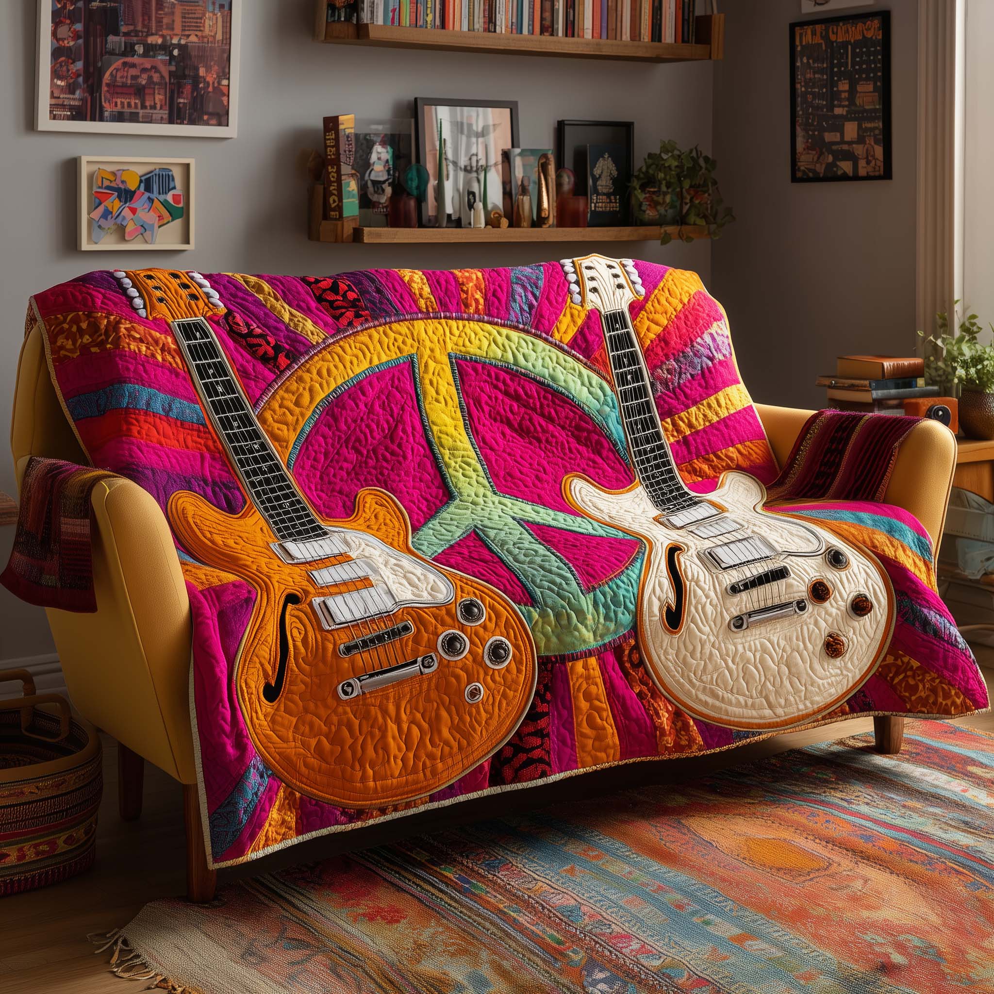 Peace Sign Quilted Sofa Cover GFTOYC1732