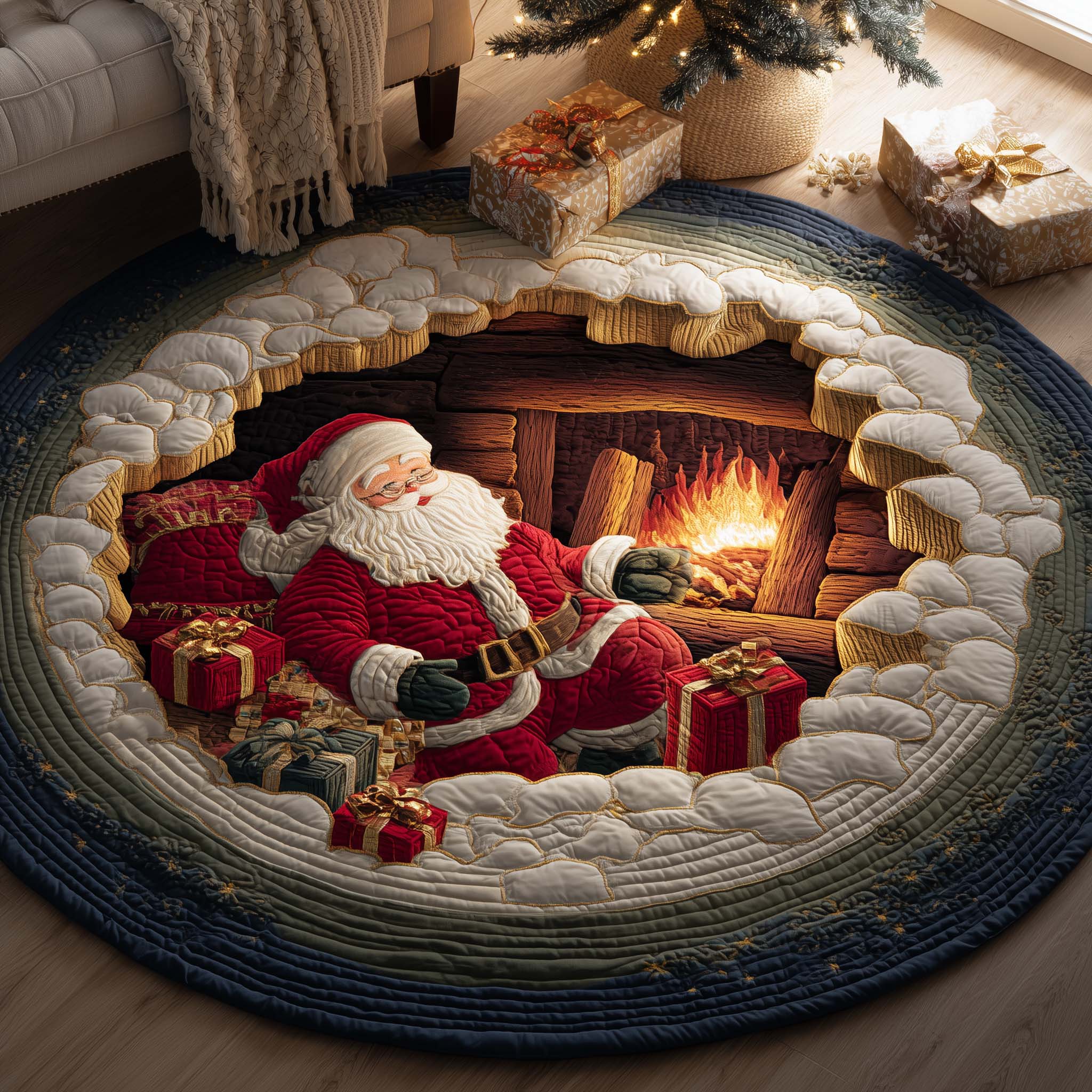 Festive Campfire Quilted Round Mat GFTOYC1800