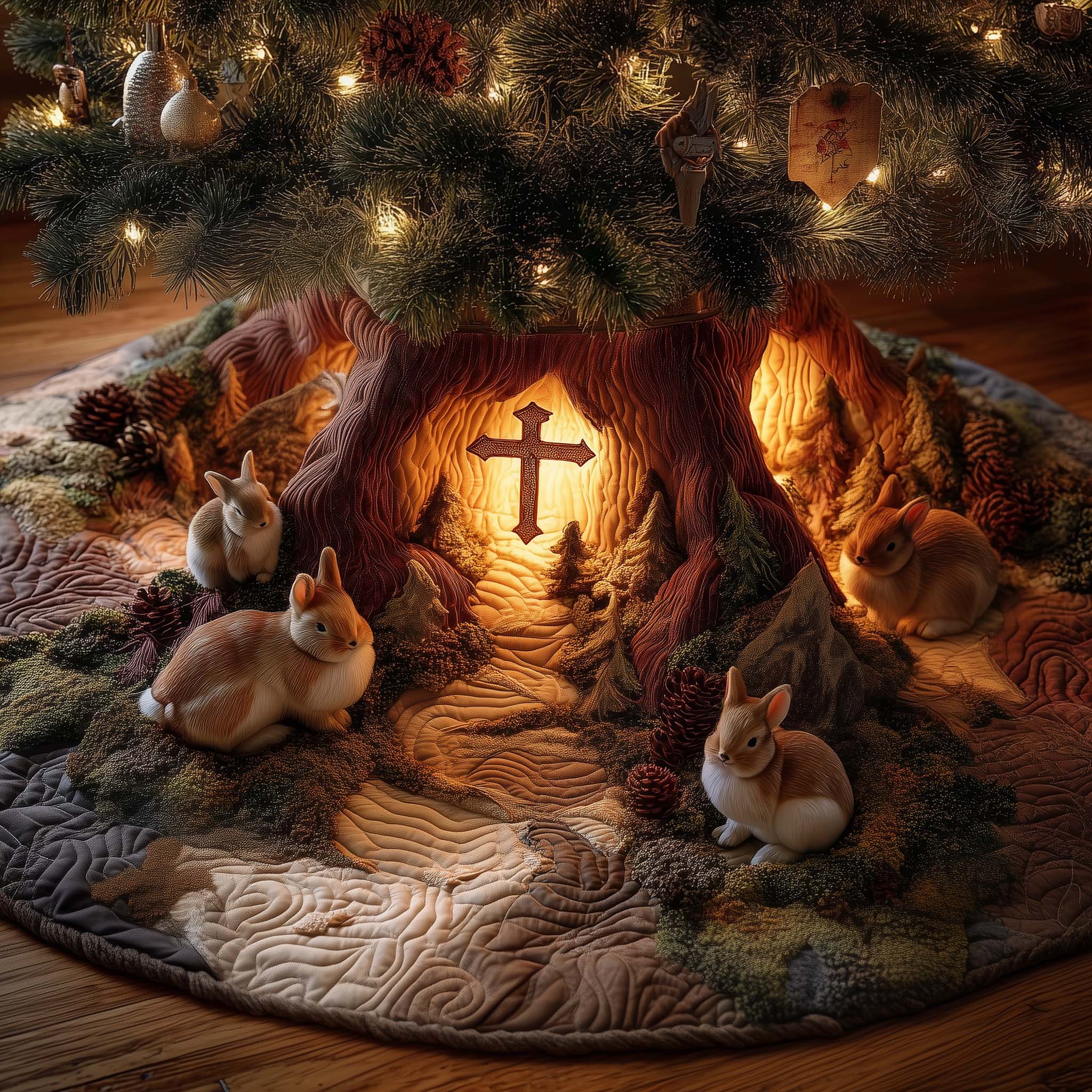 Holy Cross Quilted Tree Skirt GFTOYC1836