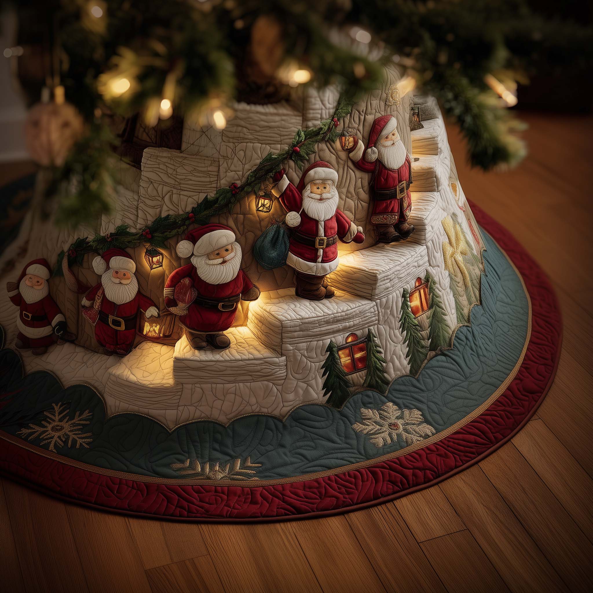 Climbing Santa Quilted Tree Skirt GFTOYC1961