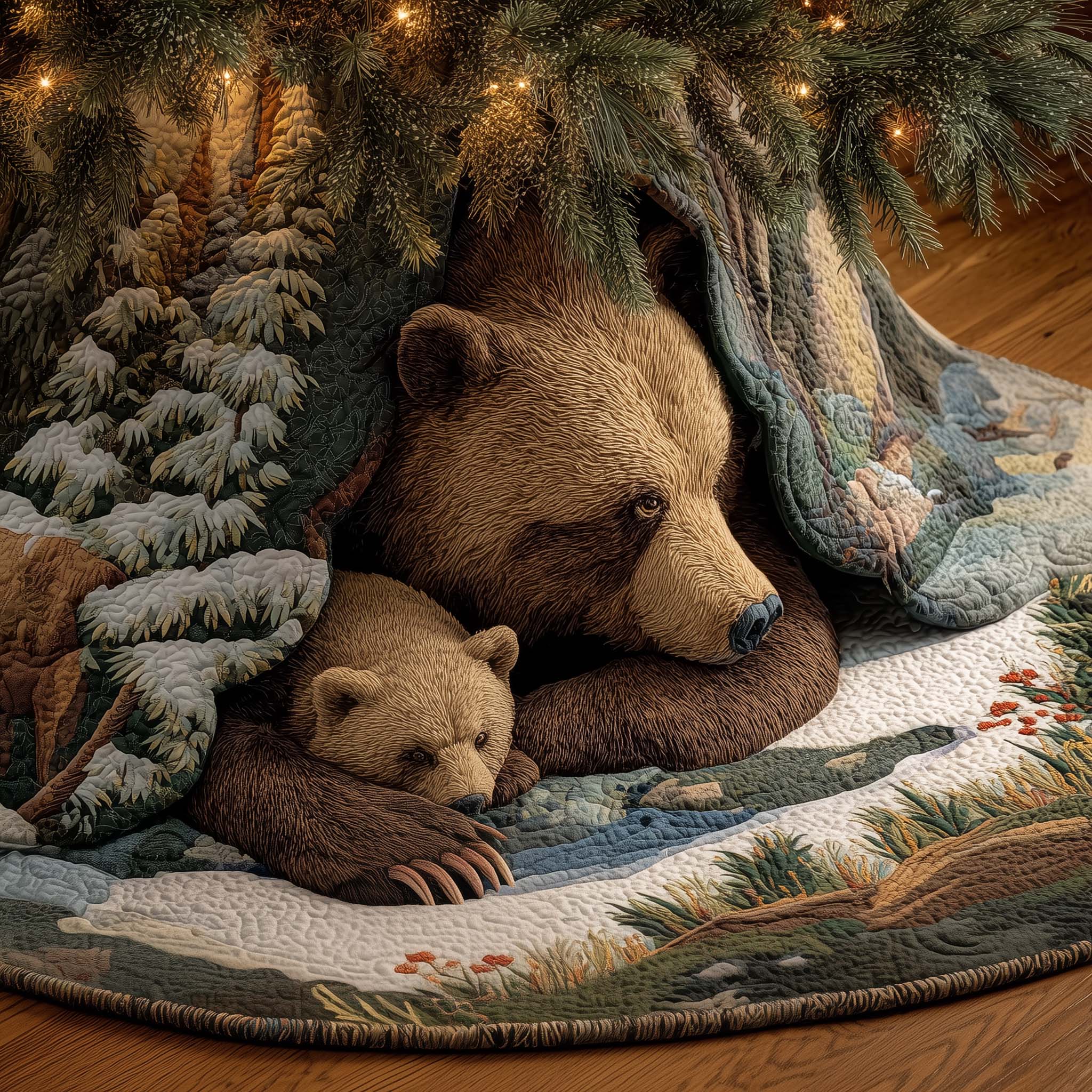 Woodland Bear Quilted Tree Skirt GFTOYC2023