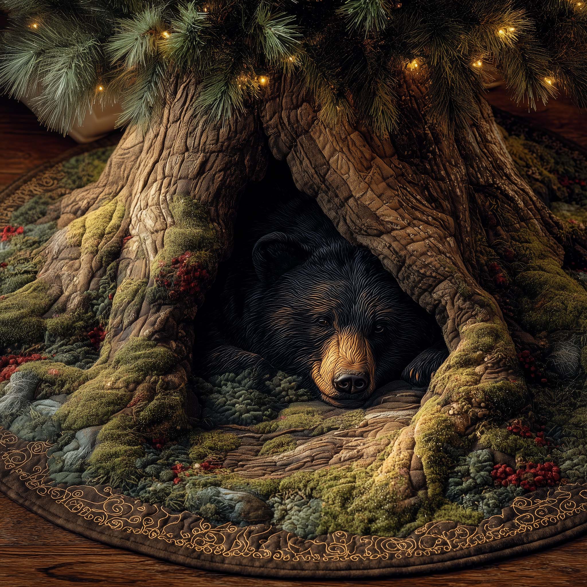 Woodland Bear Quilted Tree Skirt GFTOYC2024