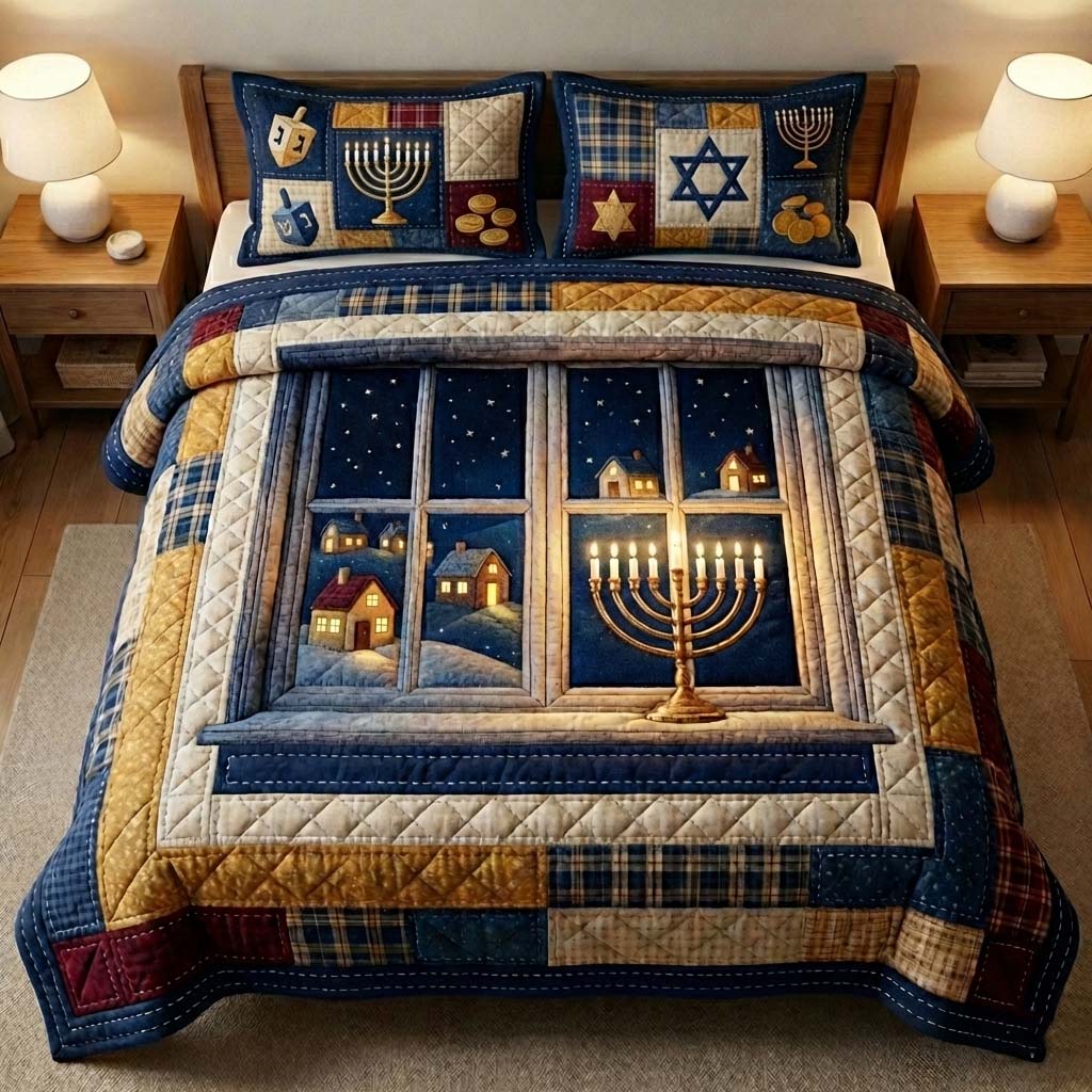 Hanukkah 3-Piece Quilted Bedding Set GFTOYC2972