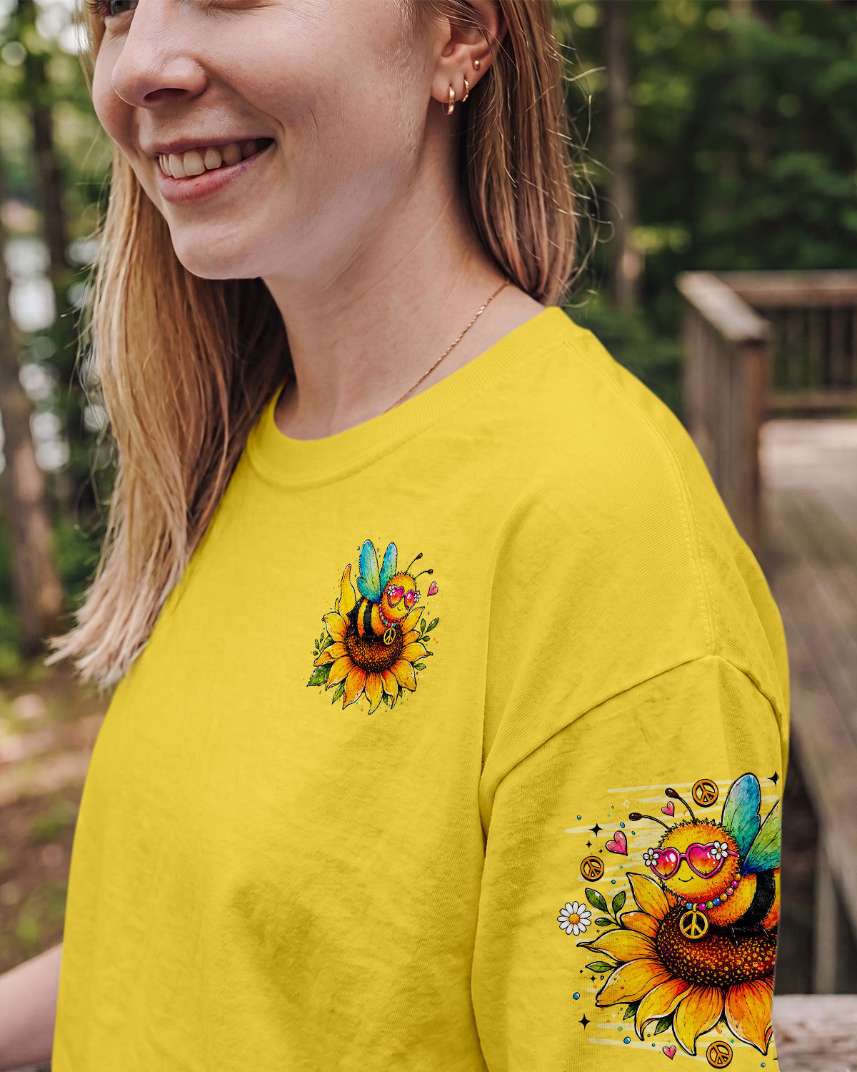WHISPER WORDS OF WISDOM LET IT BE BEE SUNFLOWER ALL OVER PRINT -  TLNO1407261