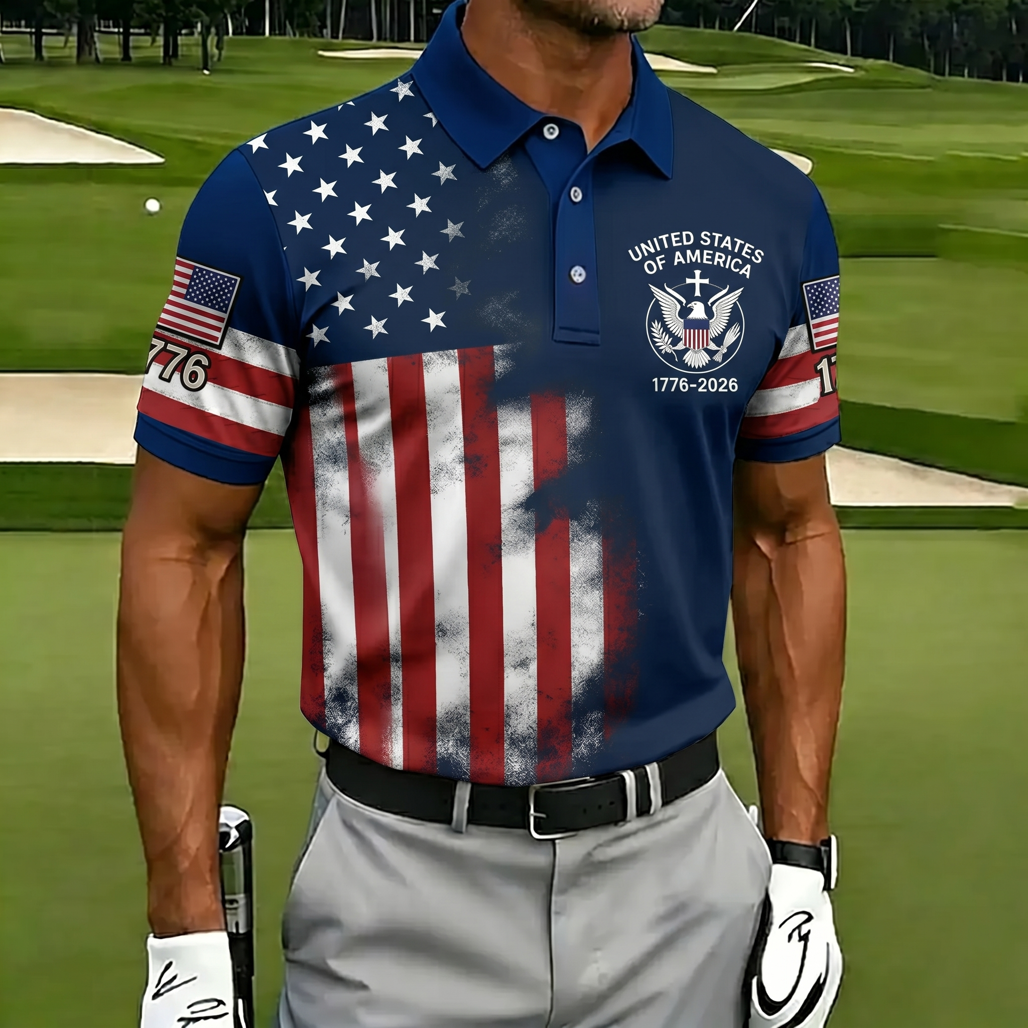 250TH Years Flag Polo Shirt, USA 1776-2026 Patriotic Polo, United States Eagle Shirt, American Flag Polo Shirt, Independence Anniversary