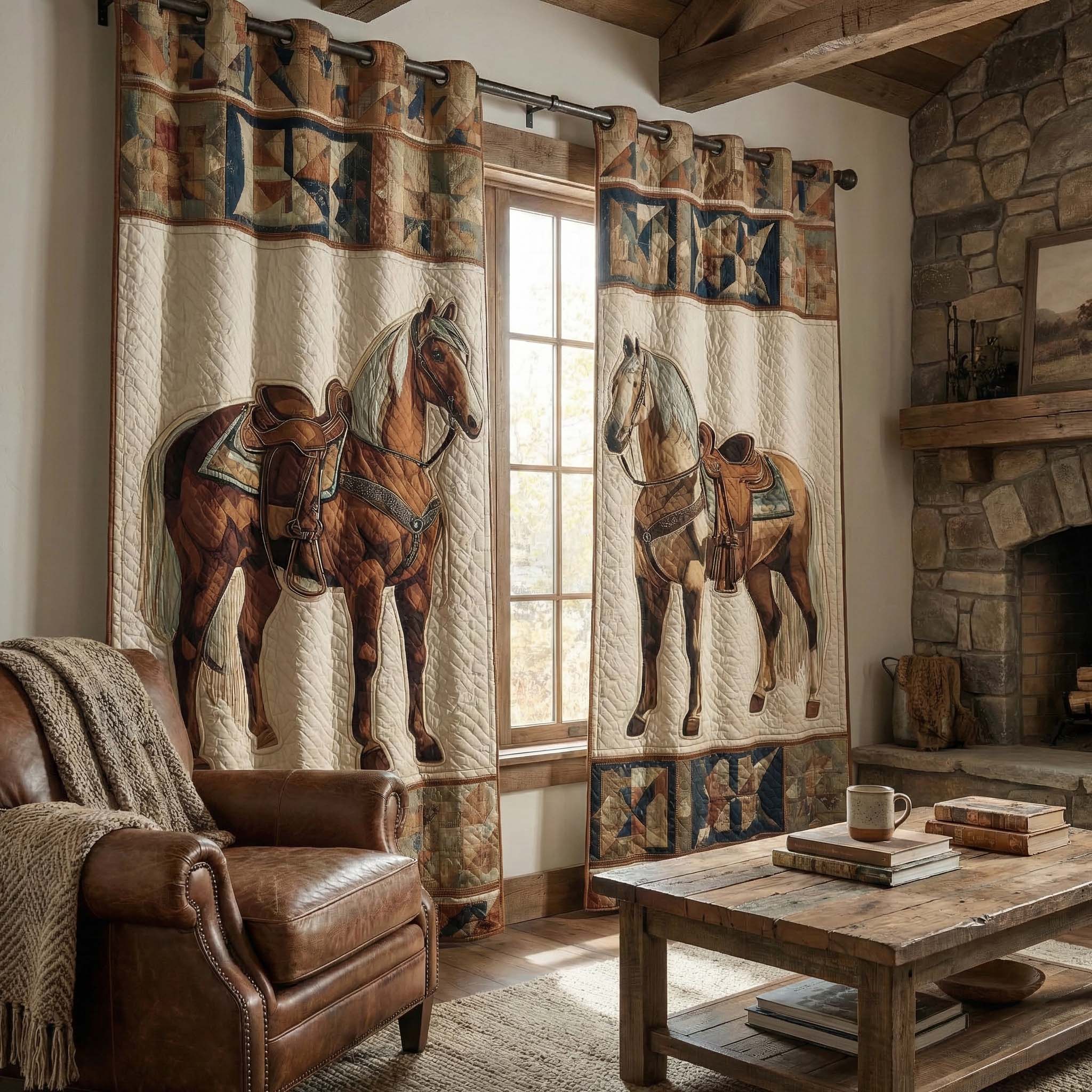 Prairie Horse Quilted Curtains GFTOQM2167