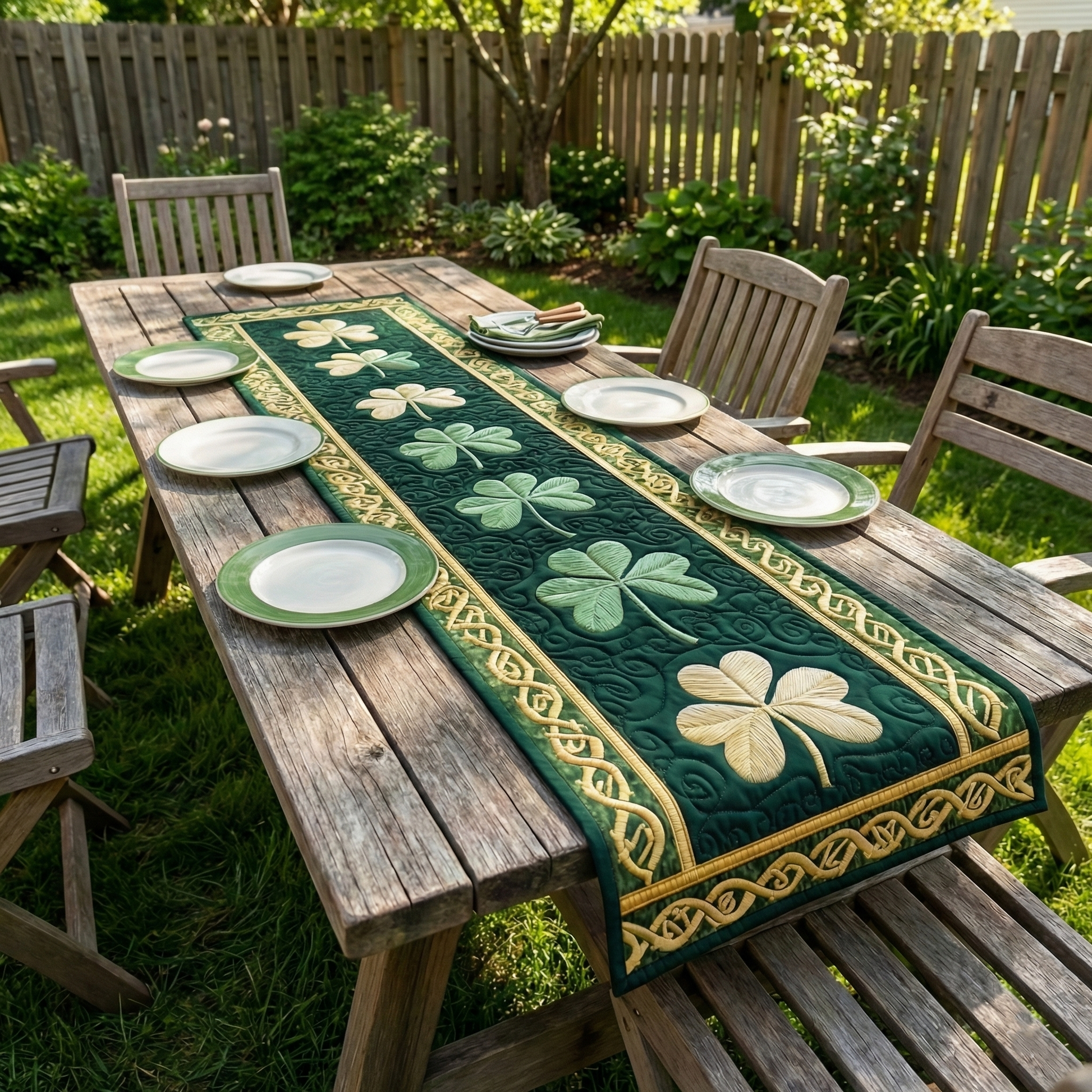 Irish Shamrock QuiltedTable Runner GFTOTP3397