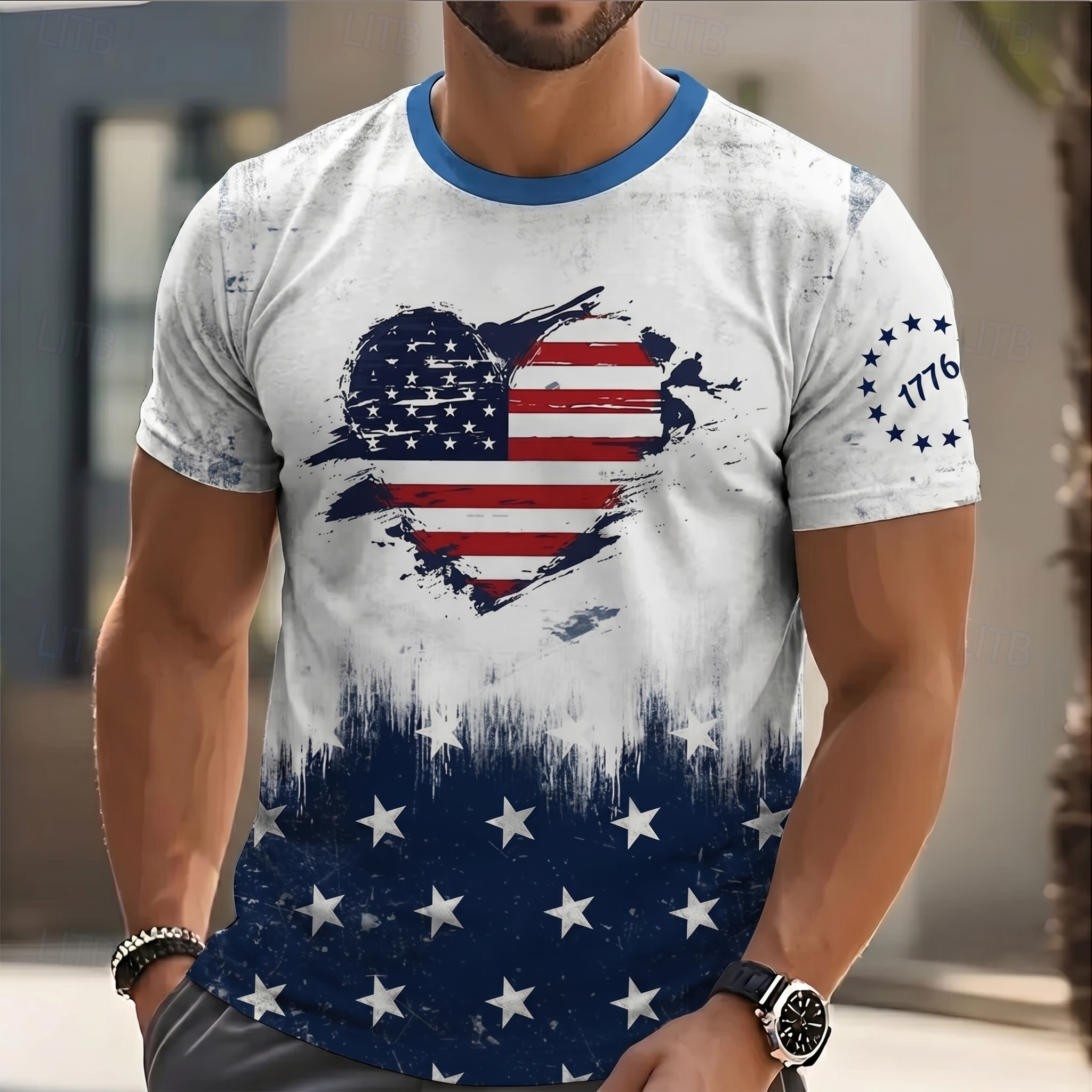 USA 1776-2026 250th Anniversary Distressed Flag Patriotic Golf Polo Shirt