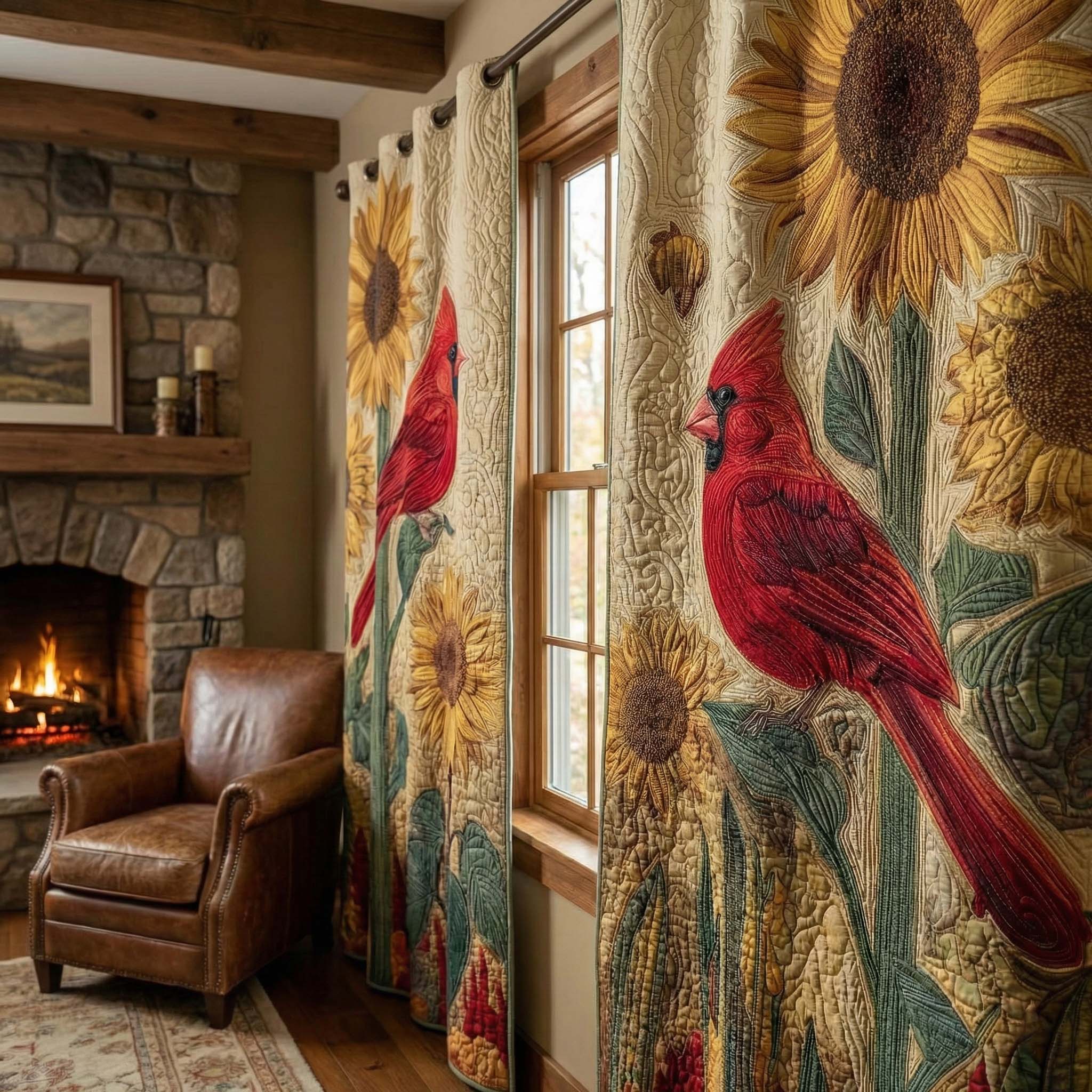 Cardinal Sunflower Quilted Curtains GFTOQM2160