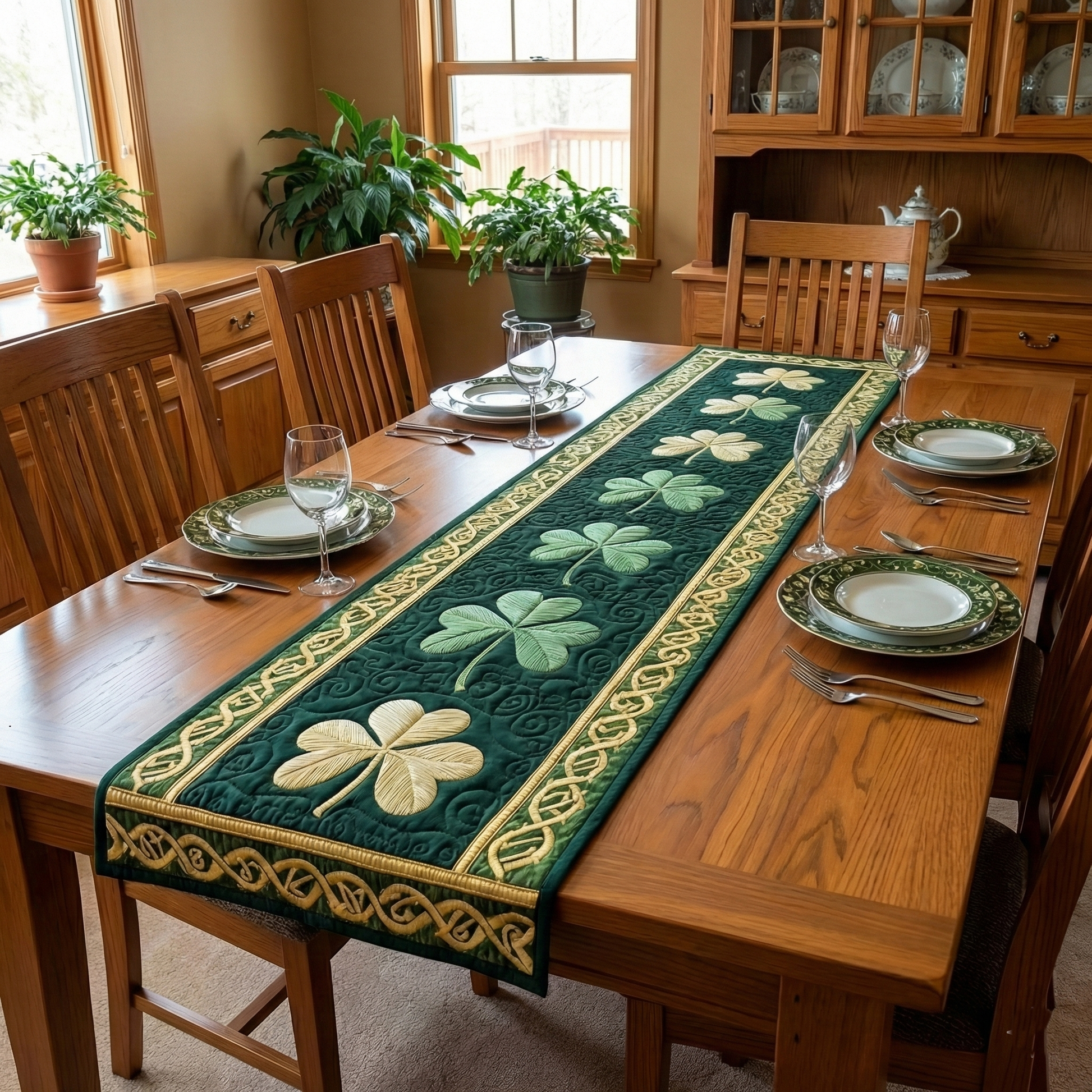 Irish Shamrock QuiltedTable Runner GFTOTP3397