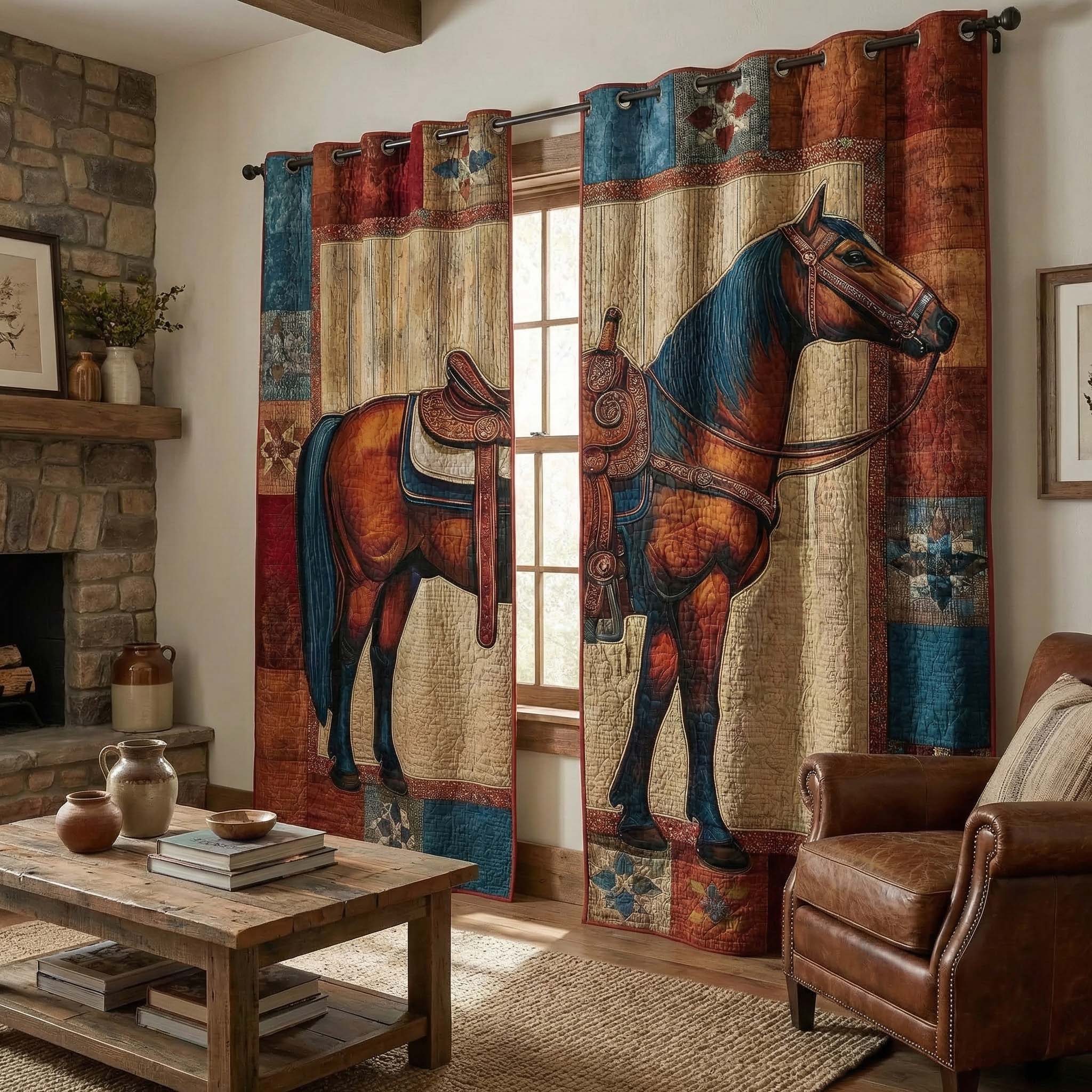 Prairie Horse Quilted Curtains GFTOQM2164