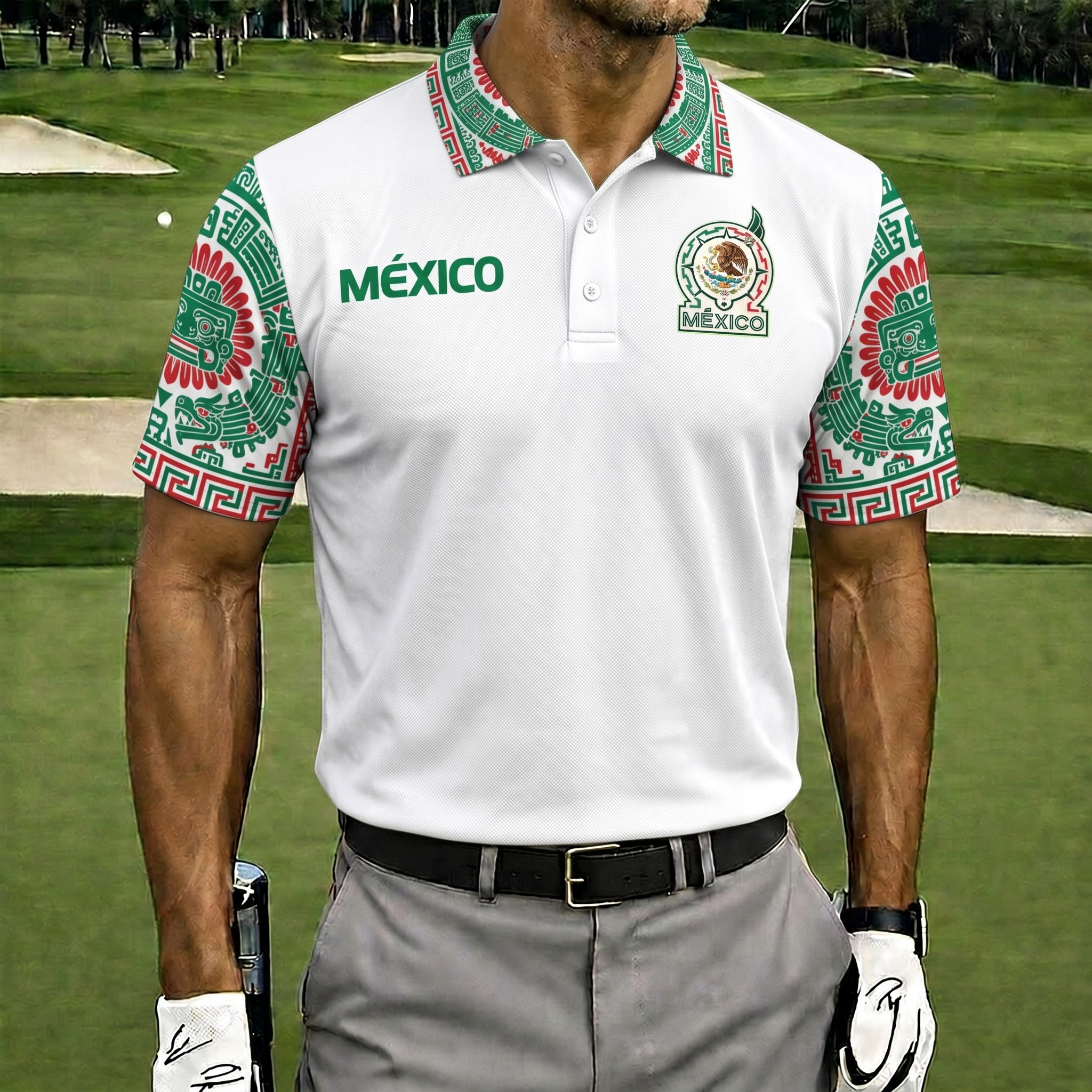 Men’s Mexico Aztec Tribal Quick Dry Golf Polo Shirt