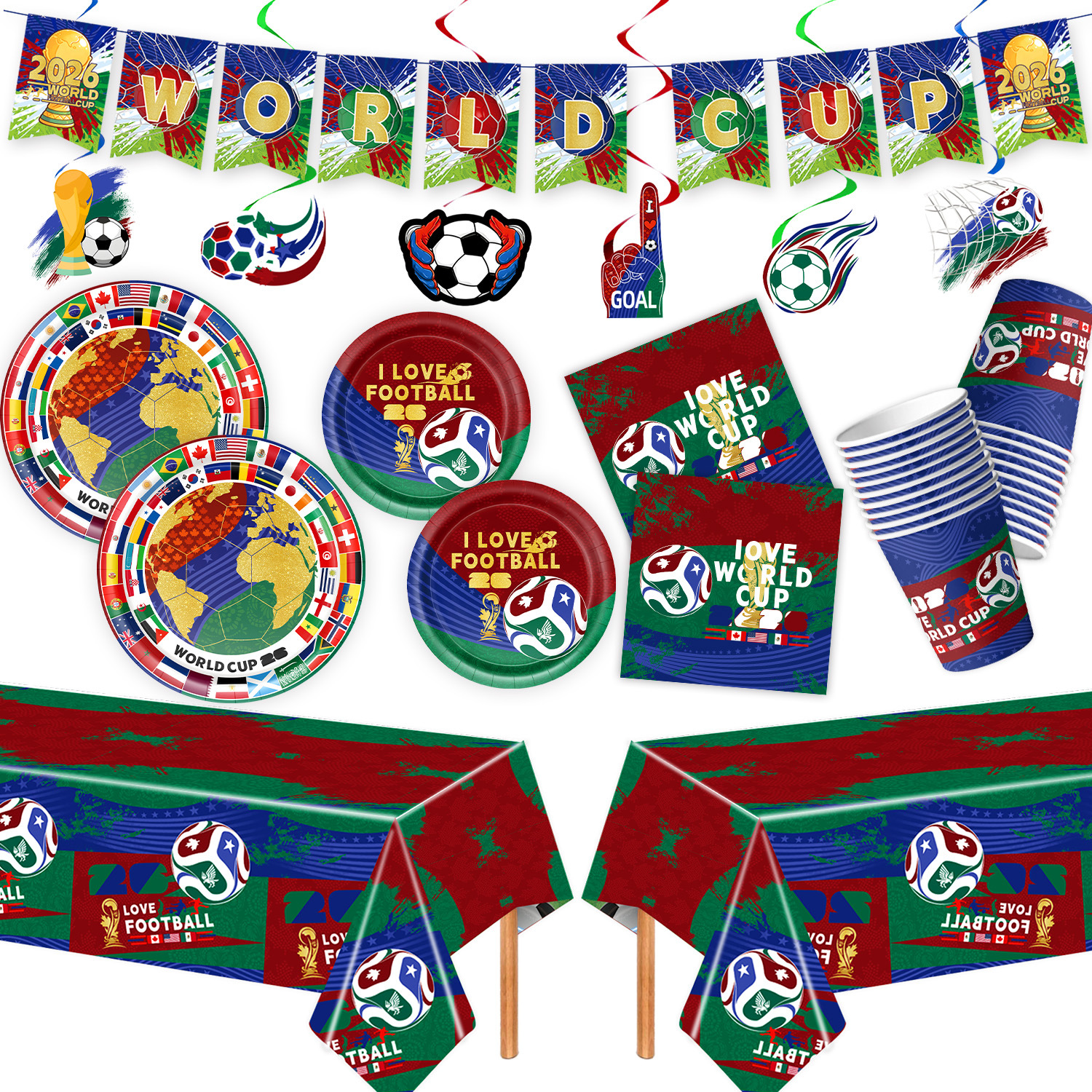 ⚽ 2026 World Cup Soccer Theme Party Supplies Set
