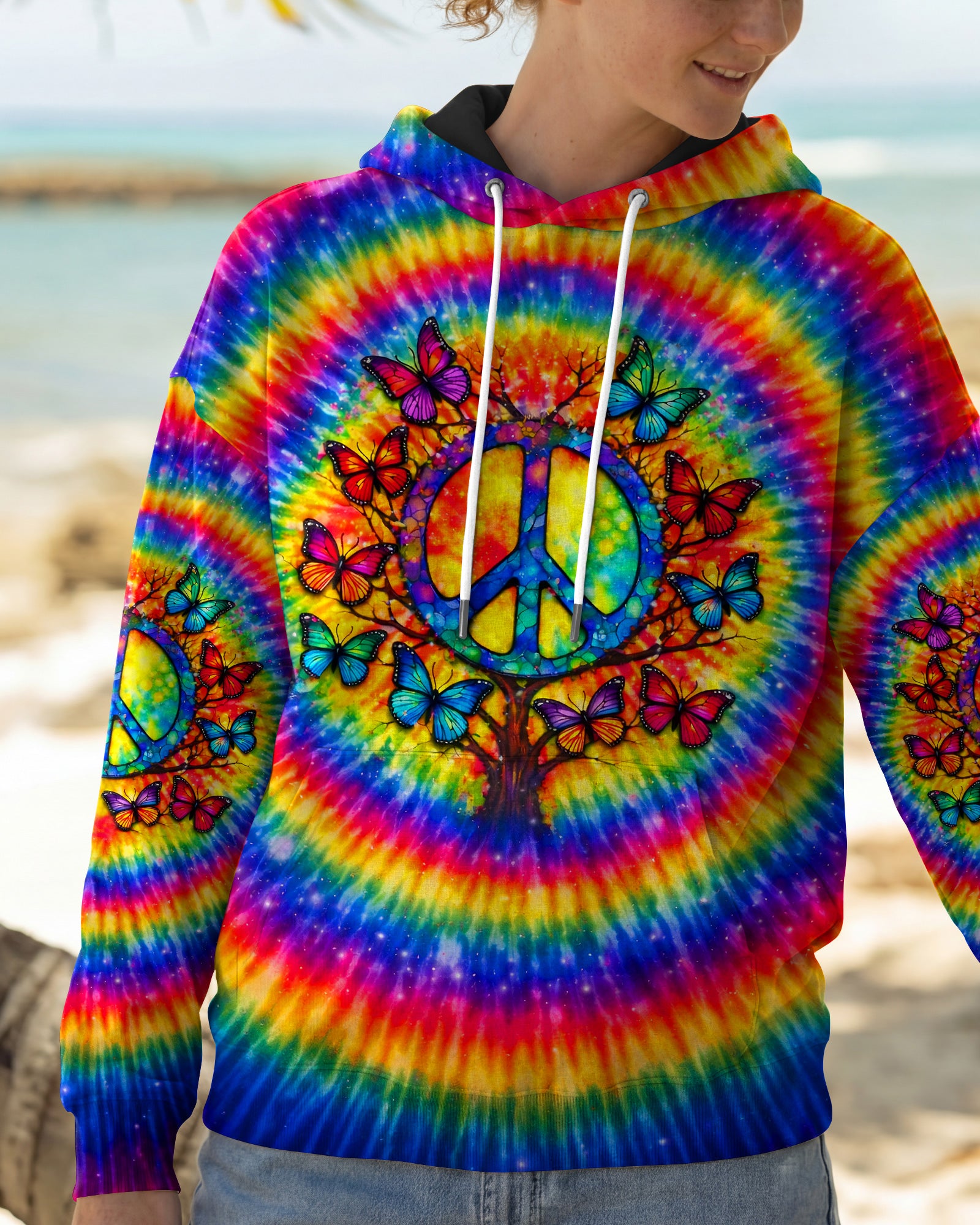 I BELIEVE THERE ARE ANGELS AMONG US PEACE BUTTERFLY SWIRL ALL OVER PRINT - TLNO1302261