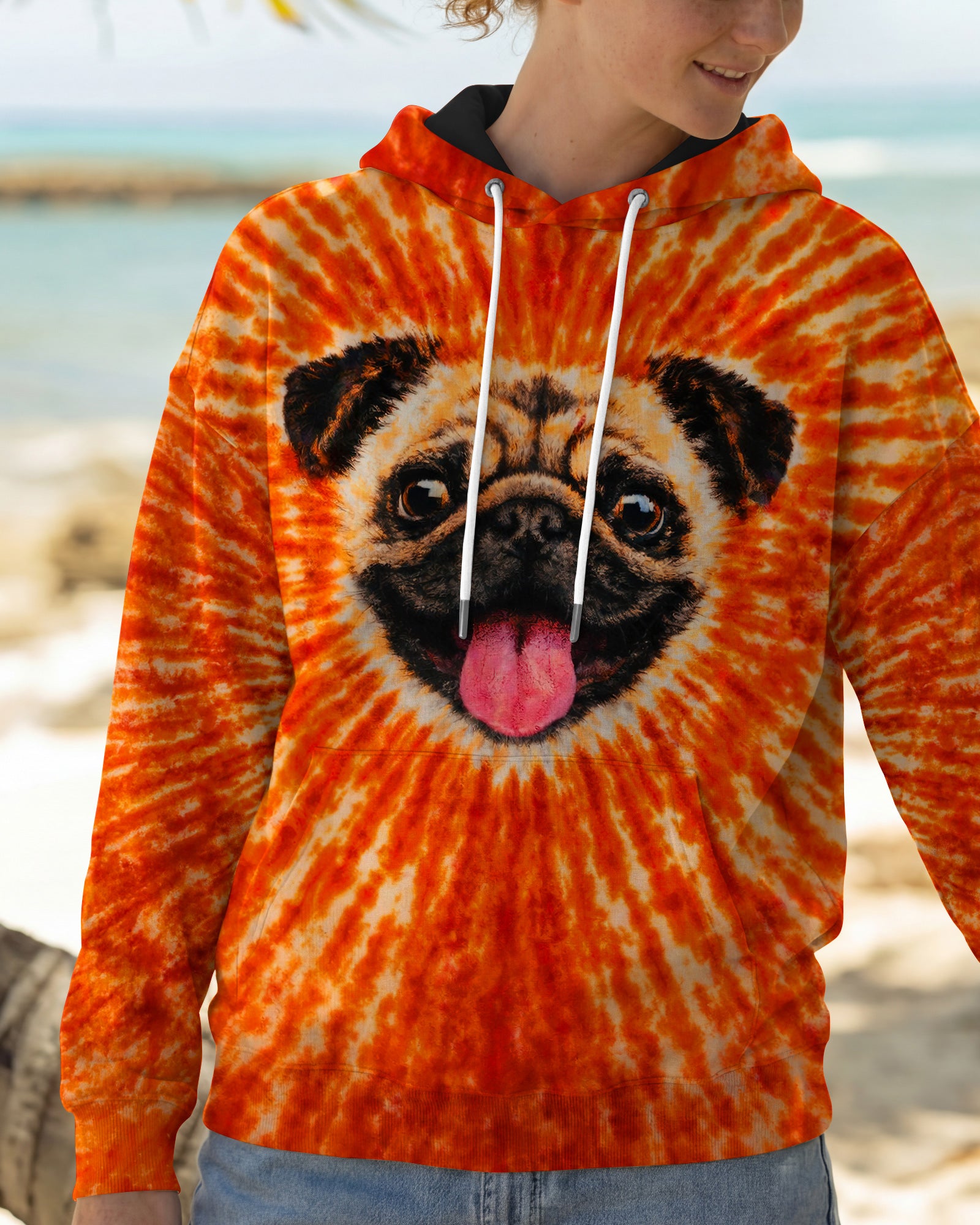PUG DOG ORANGE SWIRL ALL OVER PRINT - TLNT0202261