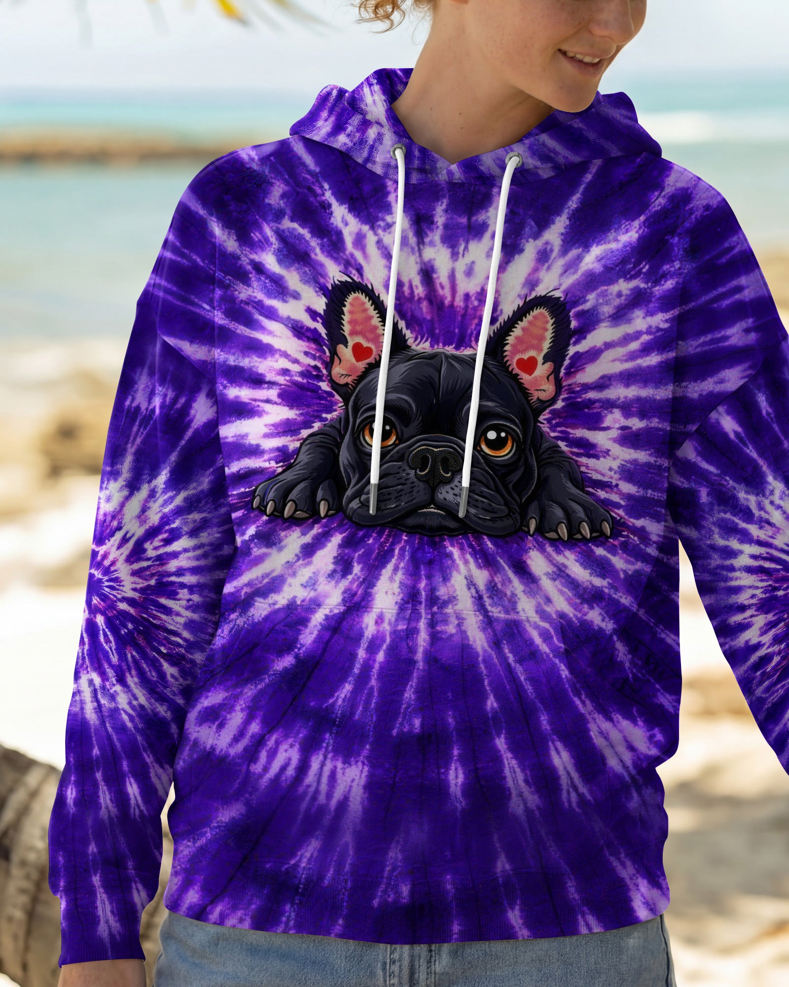 FRENCH BULLDOG PURPLE SWIRL ALL OVER PRINT - TLHG0903262