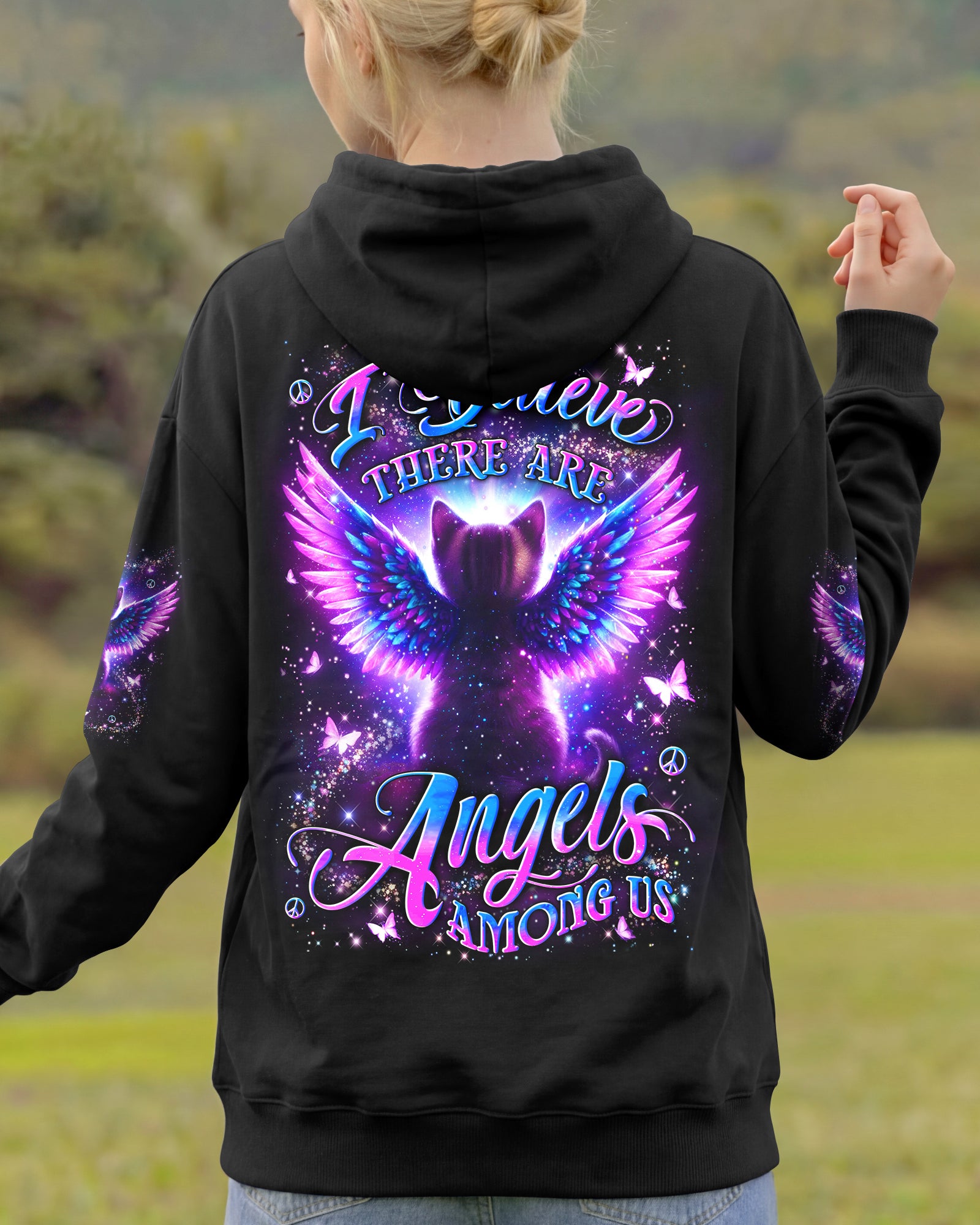 I BELIEVE THERE ARE ANGELS AMONG US CAT ALL OVER PRINT - YHLN0202261