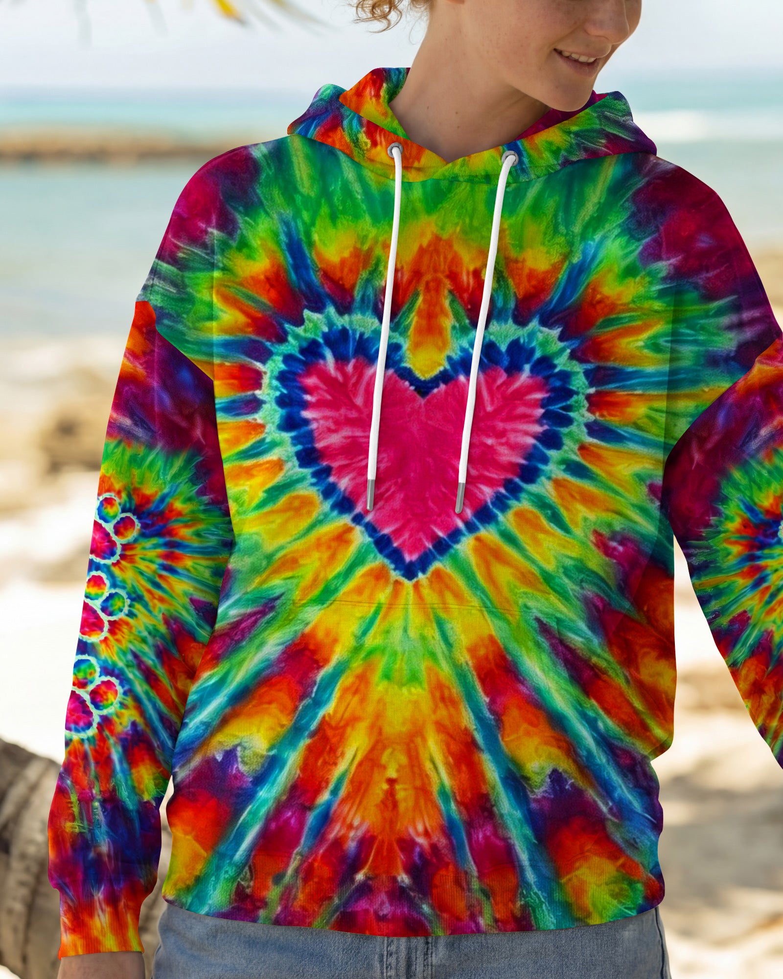 HEART PAW PRINT COLORFUL SWIRL ALL OVER PRINT  - TLNO0104261