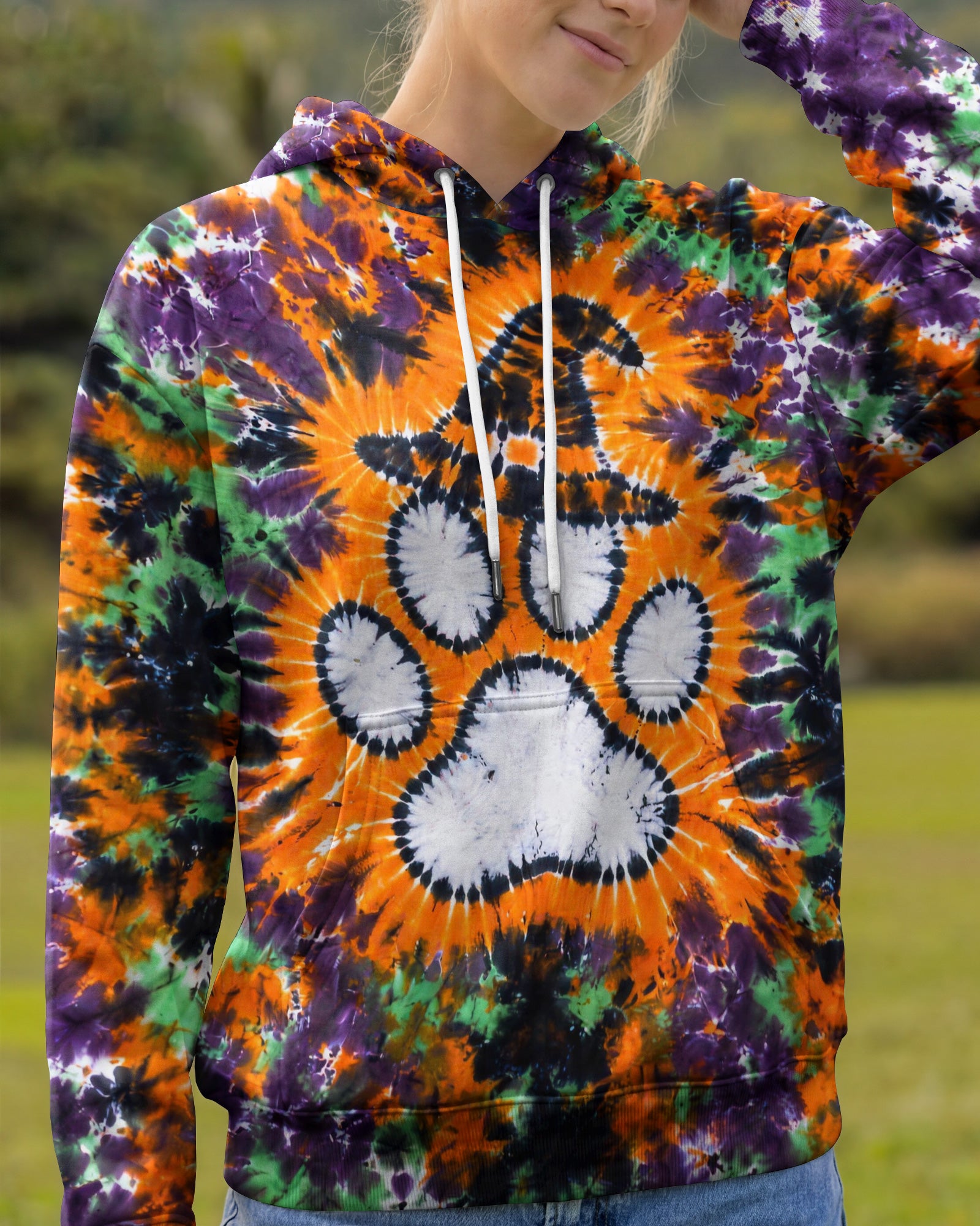 PAW PRINT WITCH HAT  HALLOWEEN BURST ALL OVER PRINT - TLHG2207261