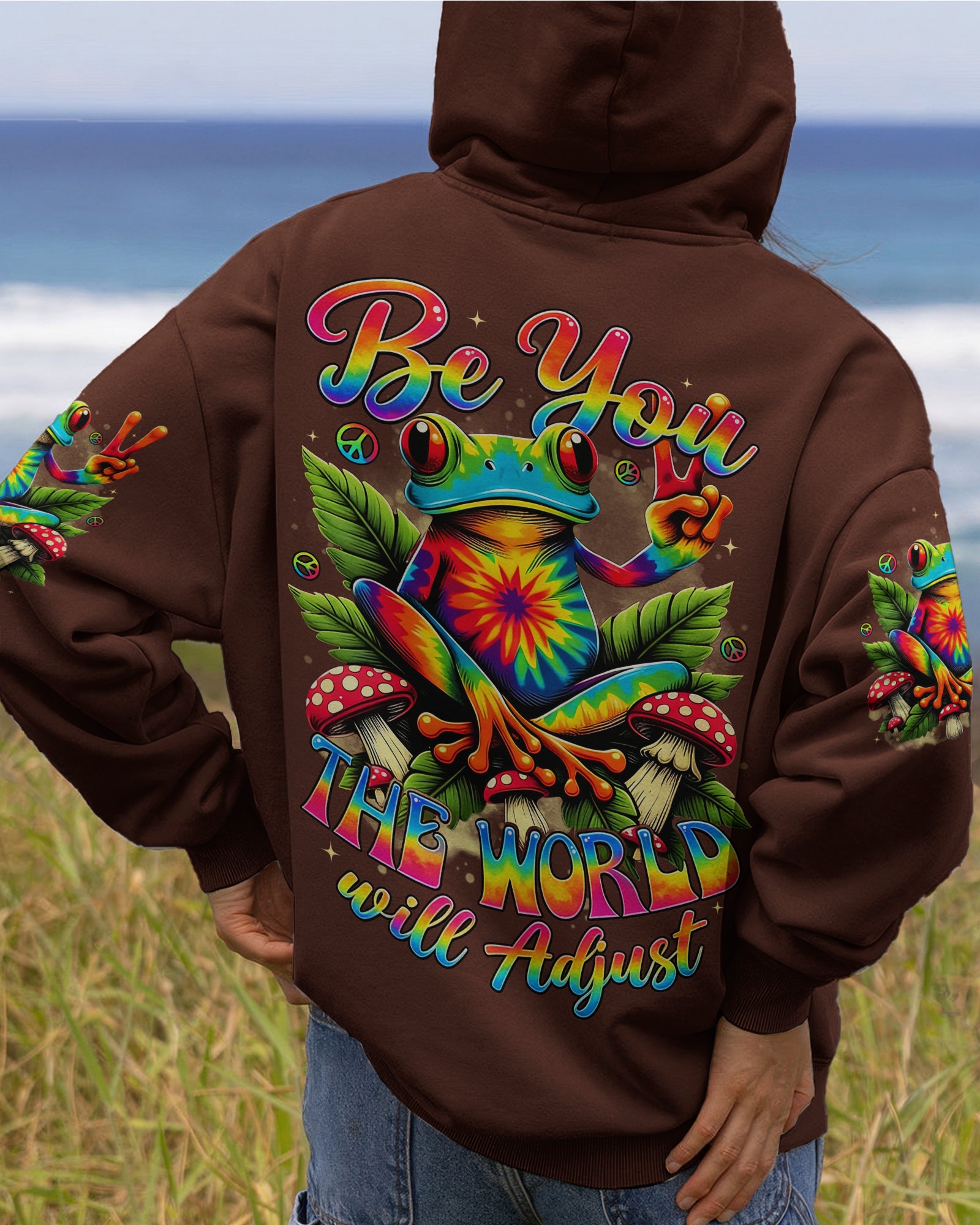 BE YOU THE WORLD WILL ADJUST FROG ALL OVER PRINT - TYTD0402261