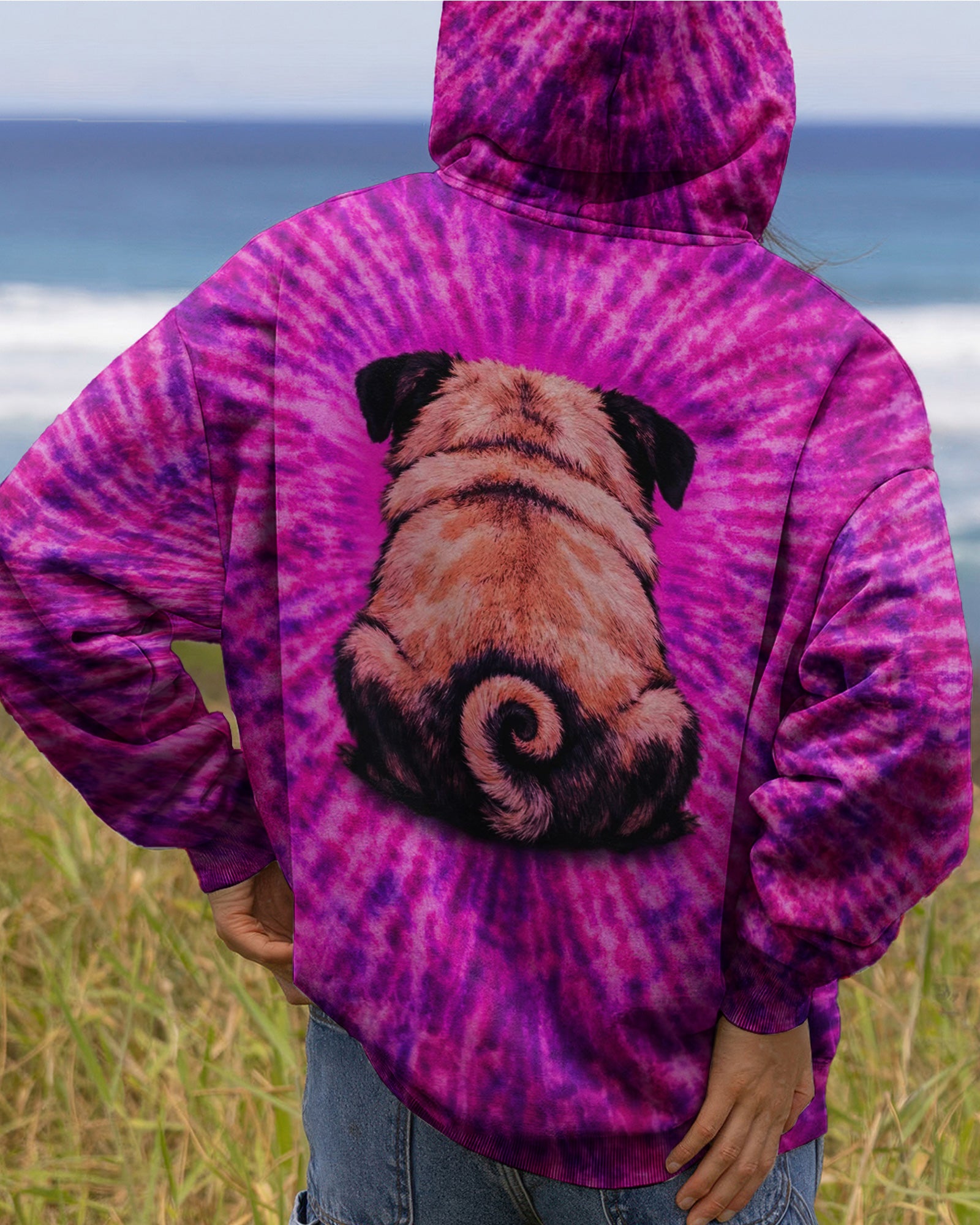 PUG DOG PURPLE & PINK SWIRL ALL OVER PRINT - TLNT2502261