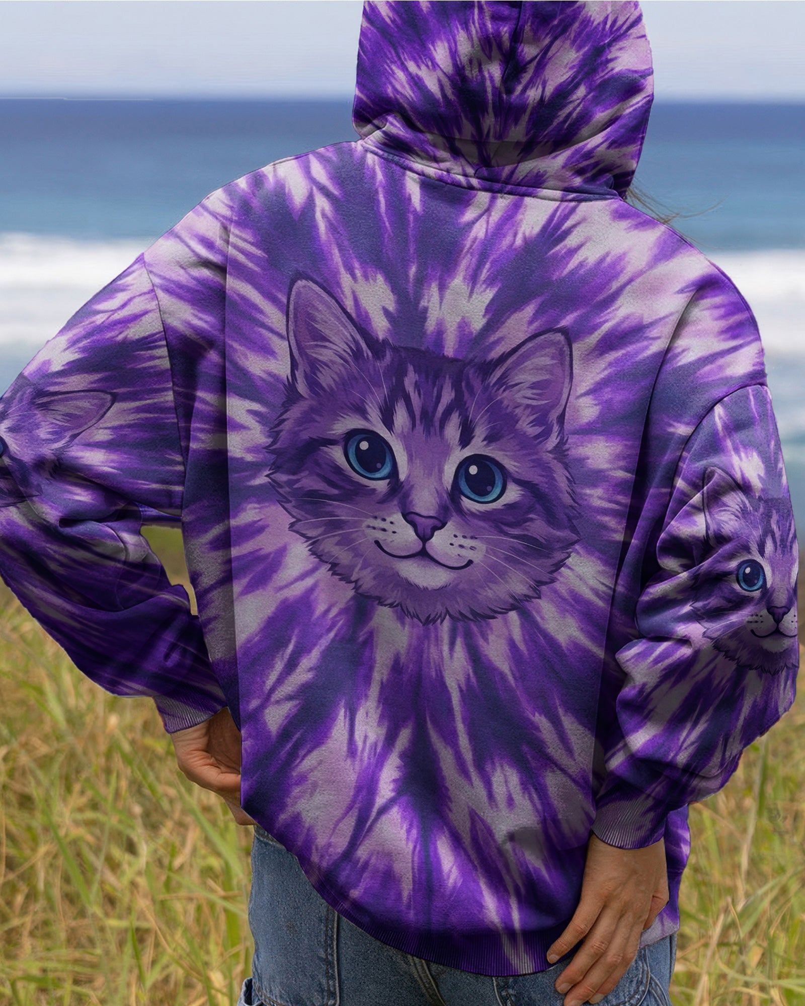 PURPLE AURA CAT ALL OVER PRINT - TYPQ0402262